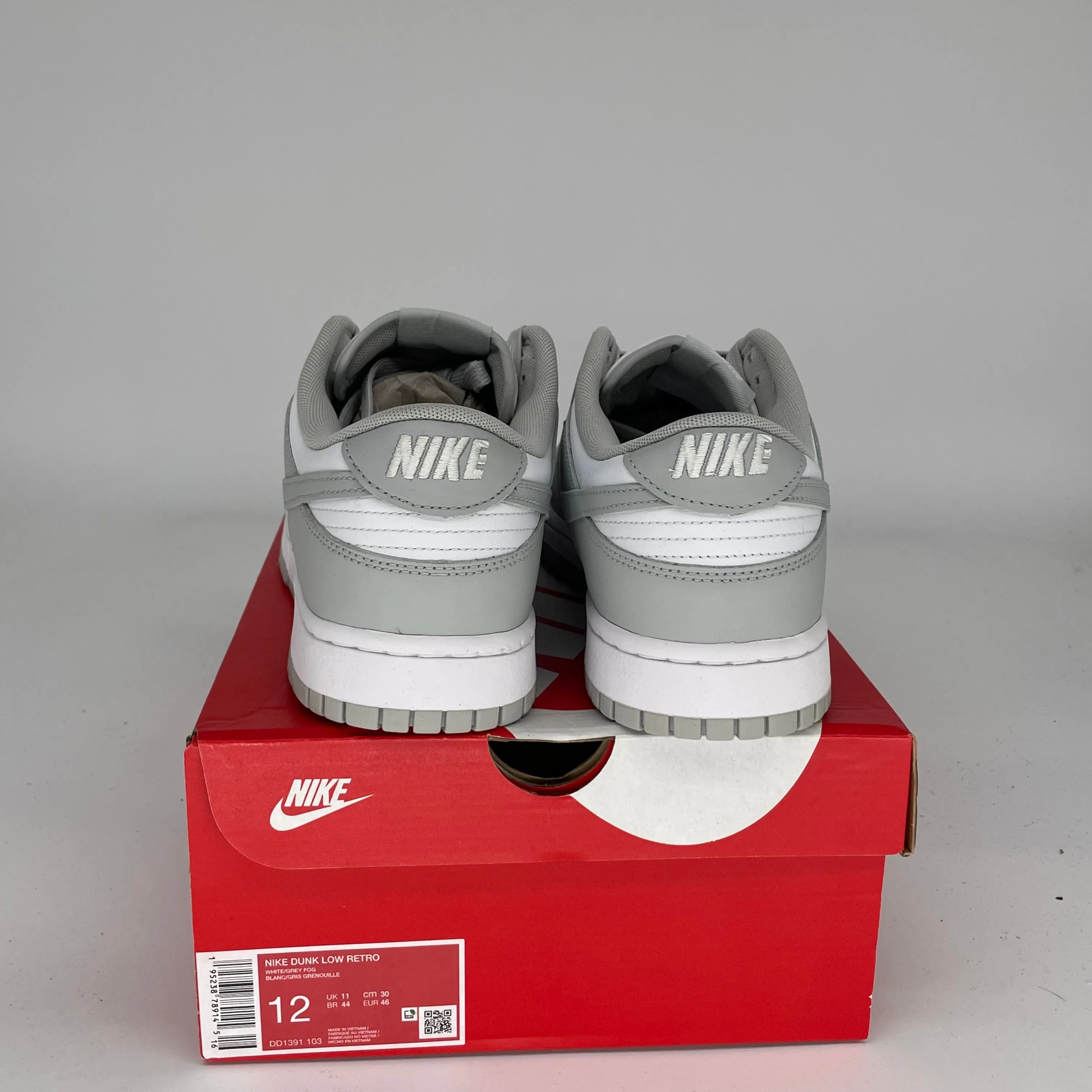 NIKE DUNK LOW GREY FOG SIZE 12 DD1391-103