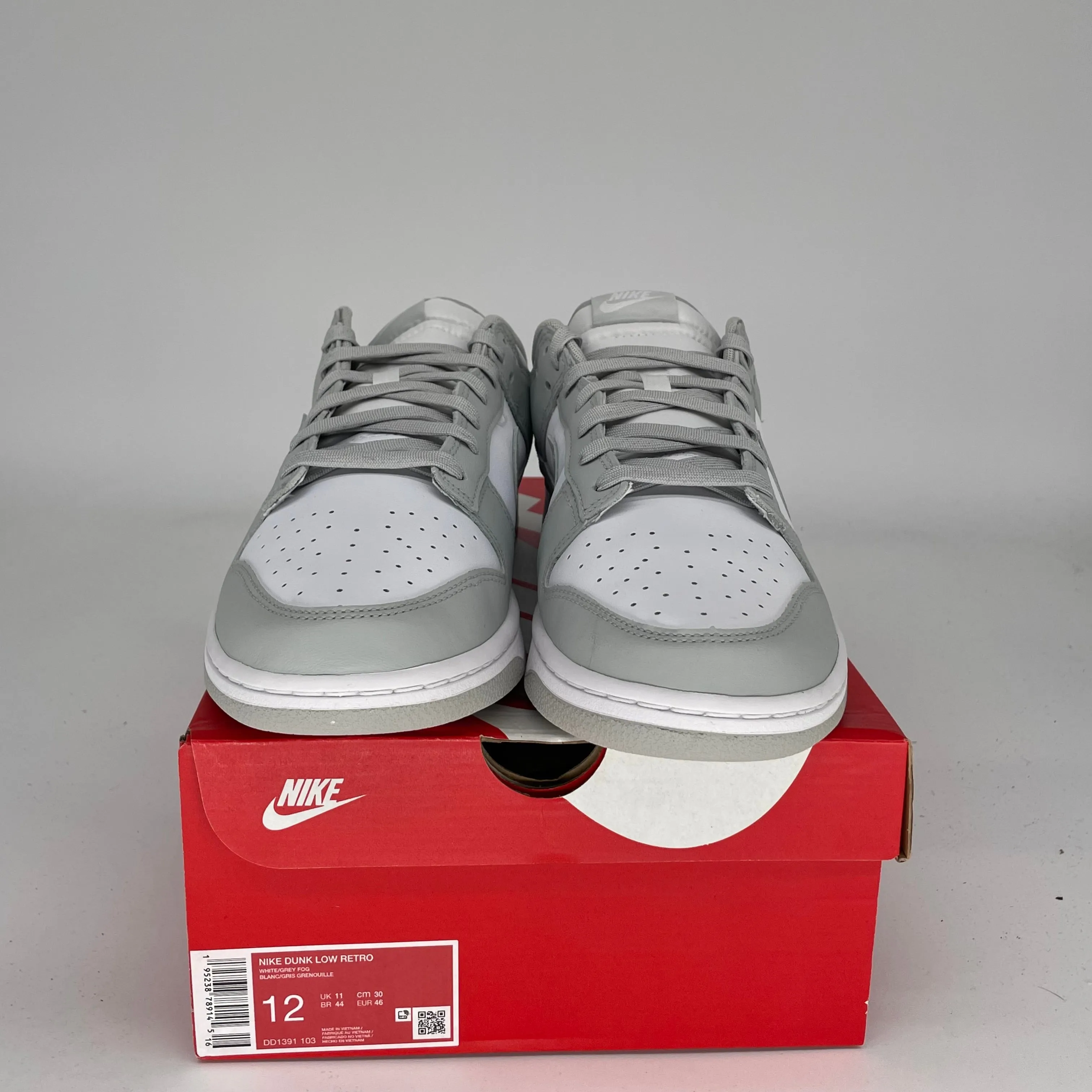 NIKE DUNK LOW GREY FOG SIZE 12 DD1391-103