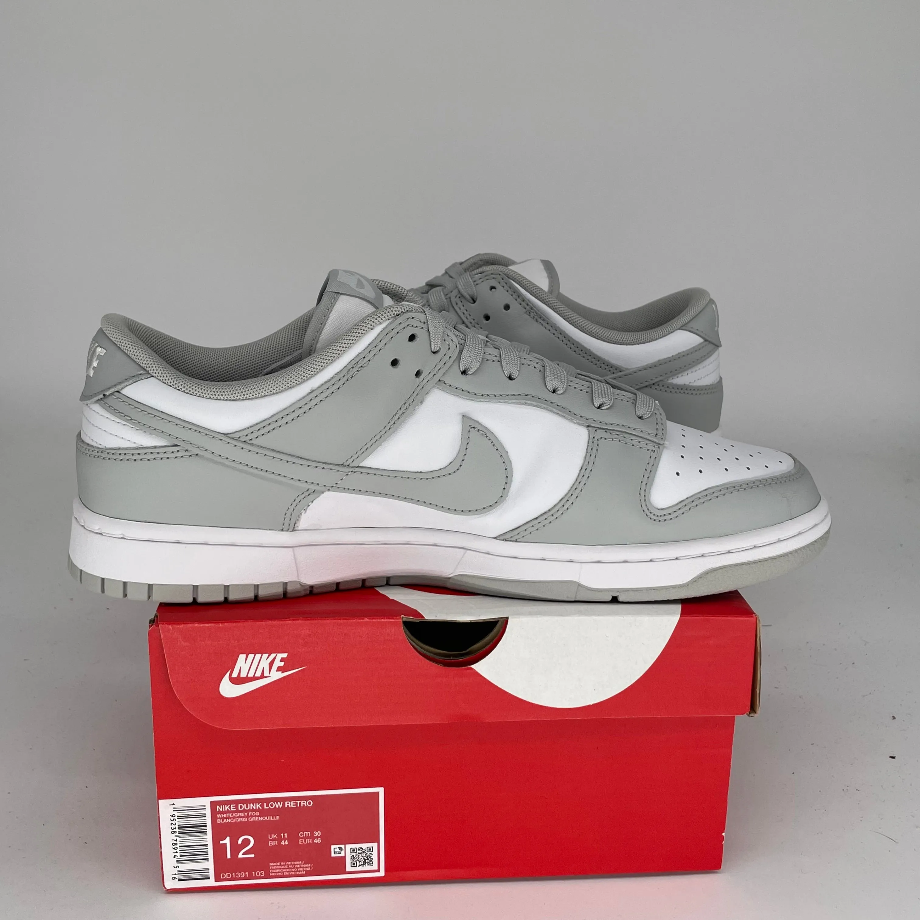NIKE DUNK LOW GREY FOG SIZE 12 DD1391-103