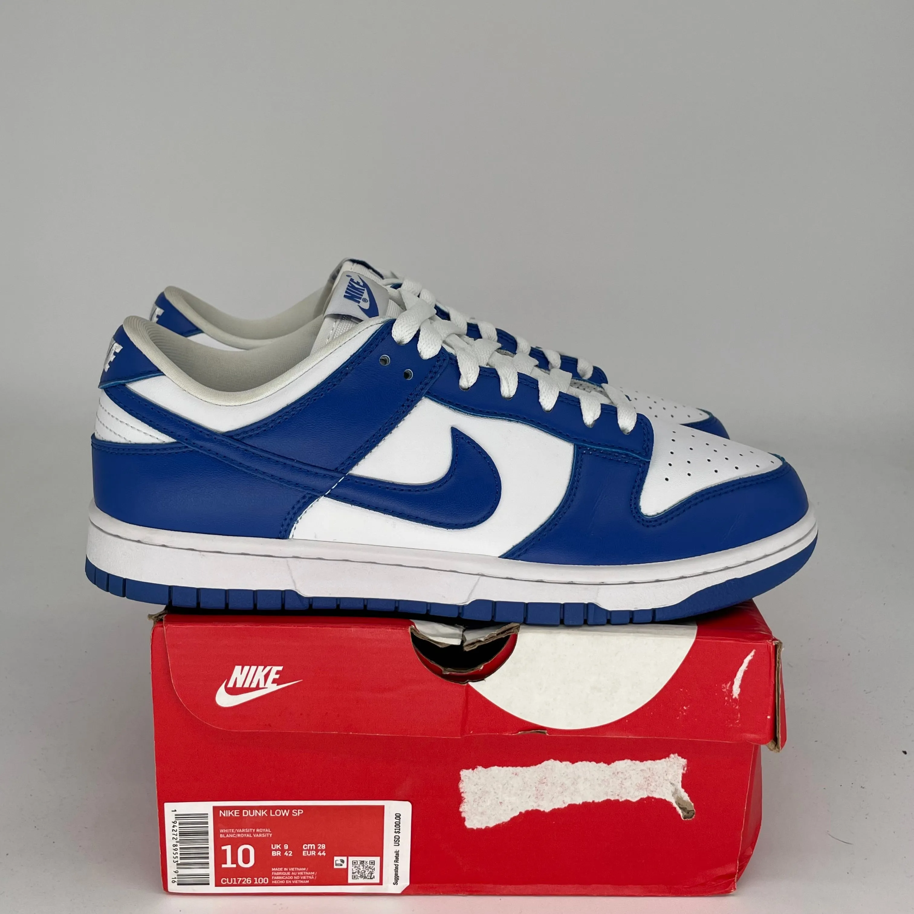 NIKE DUNK LOW KENTUCKY SIZE 10 CU1726-100