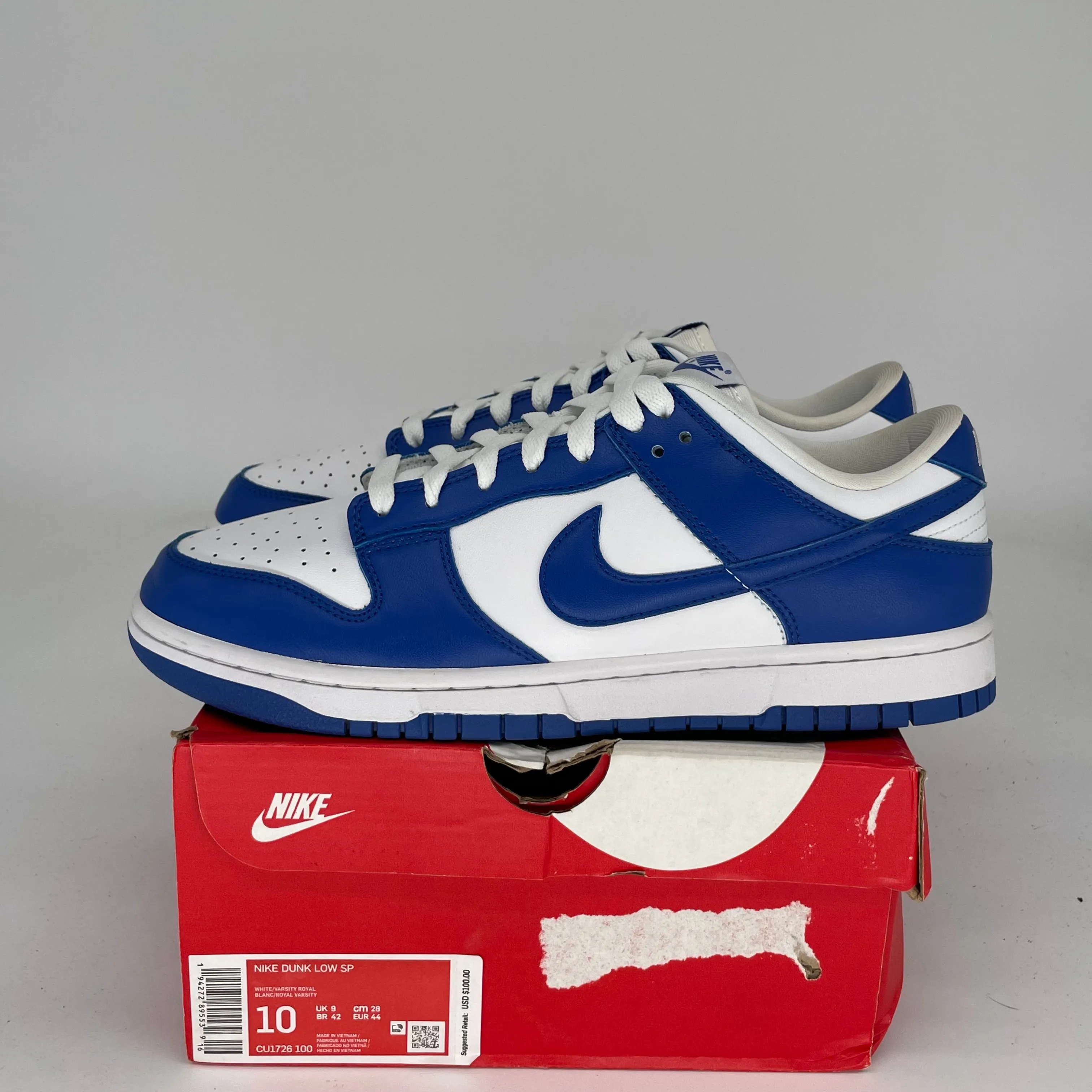NIKE DUNK LOW KENTUCKY SIZE 10 CU1726-100
