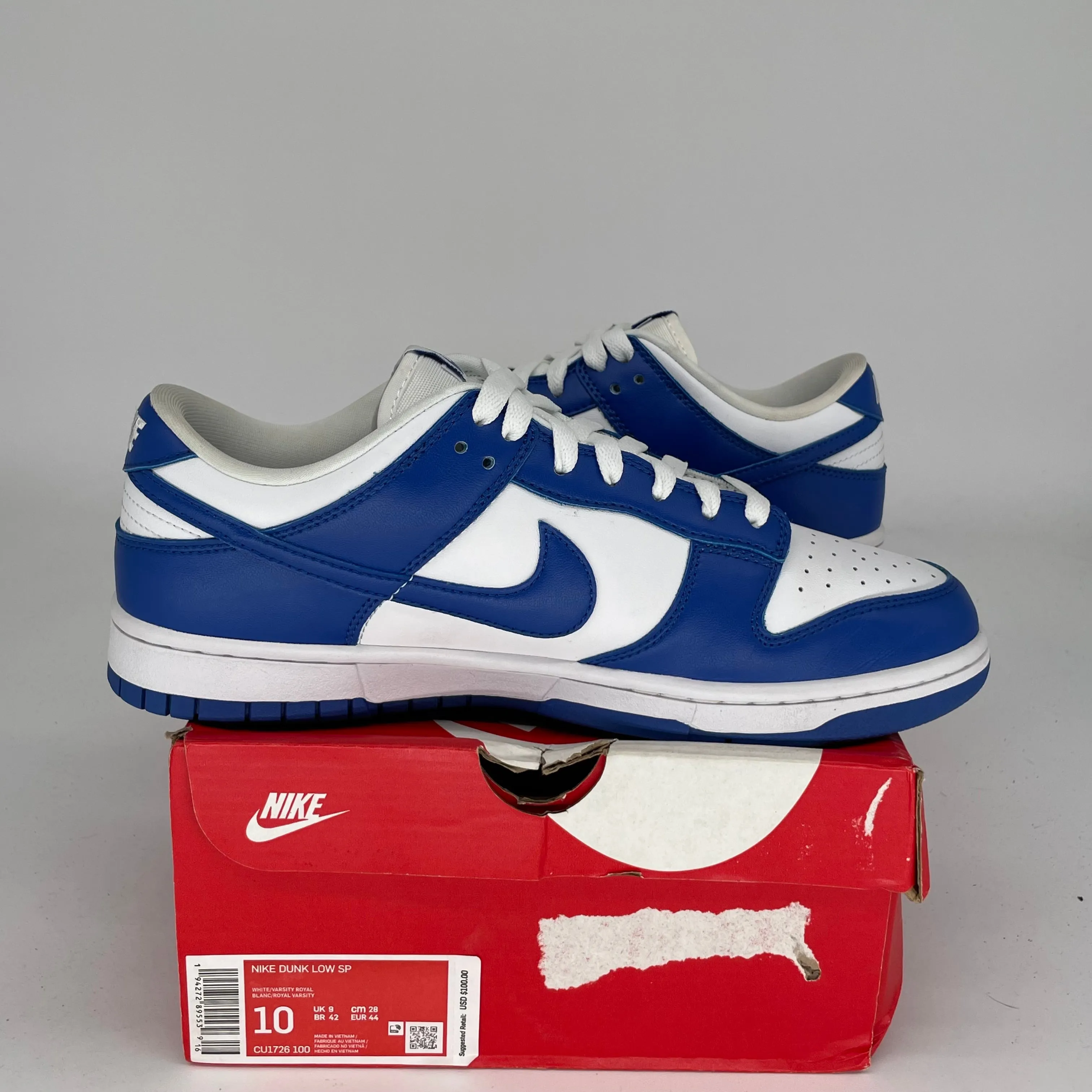 NIKE DUNK LOW KENTUCKY SIZE 10 CU1726-100