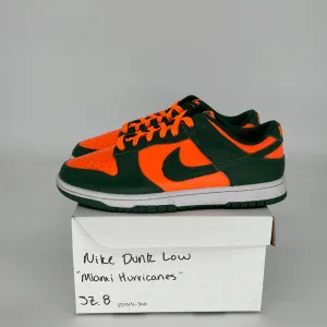 NIKE DUNK LOW MIAMI HURRICANES SIZE 8 DD1391-300