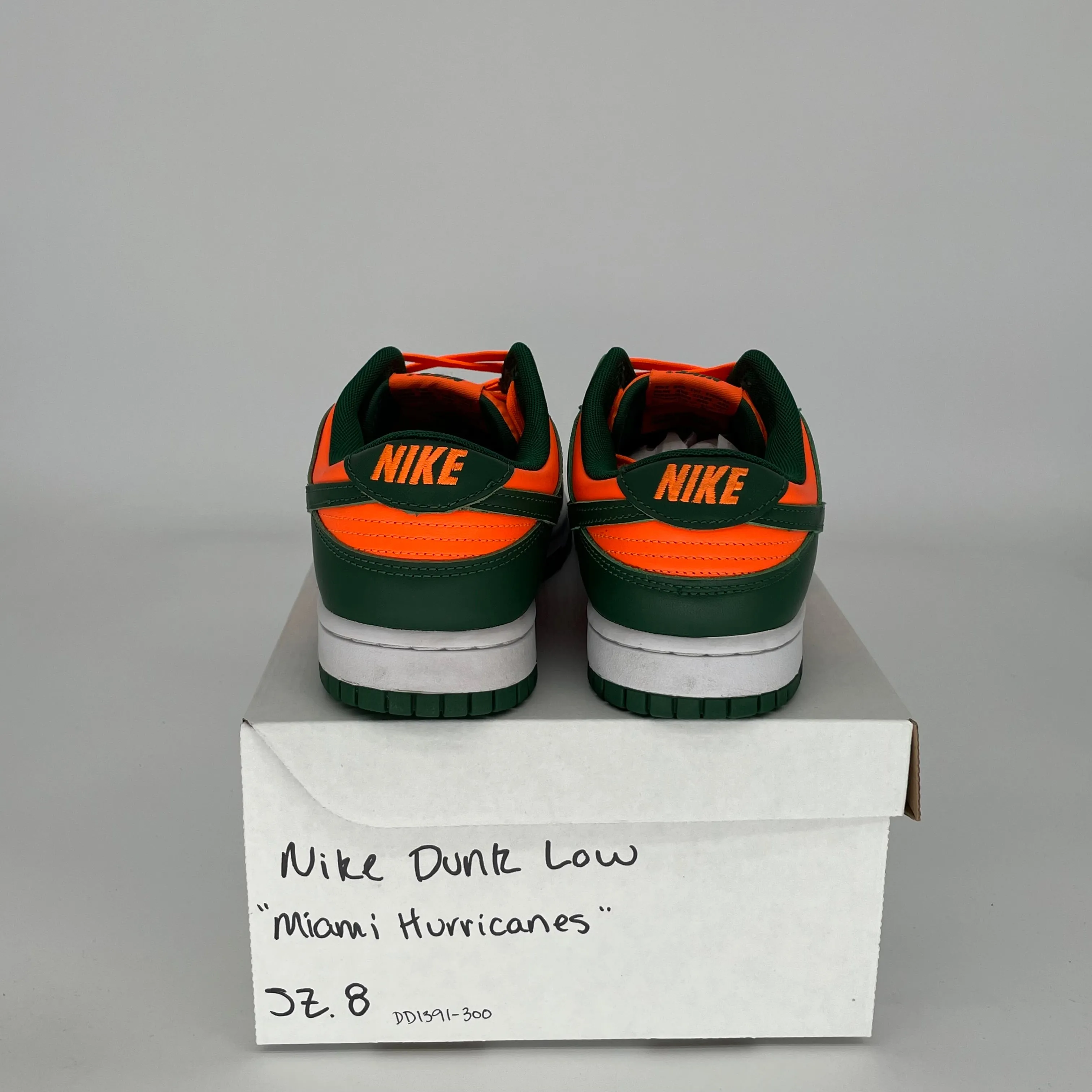 NIKE DUNK LOW MIAMI HURRICANES SIZE 8 DD1391-300