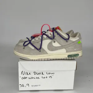 NIKE DUNK LOW OFF WHITE LOT 15 SIZE 9 DJ0950-101