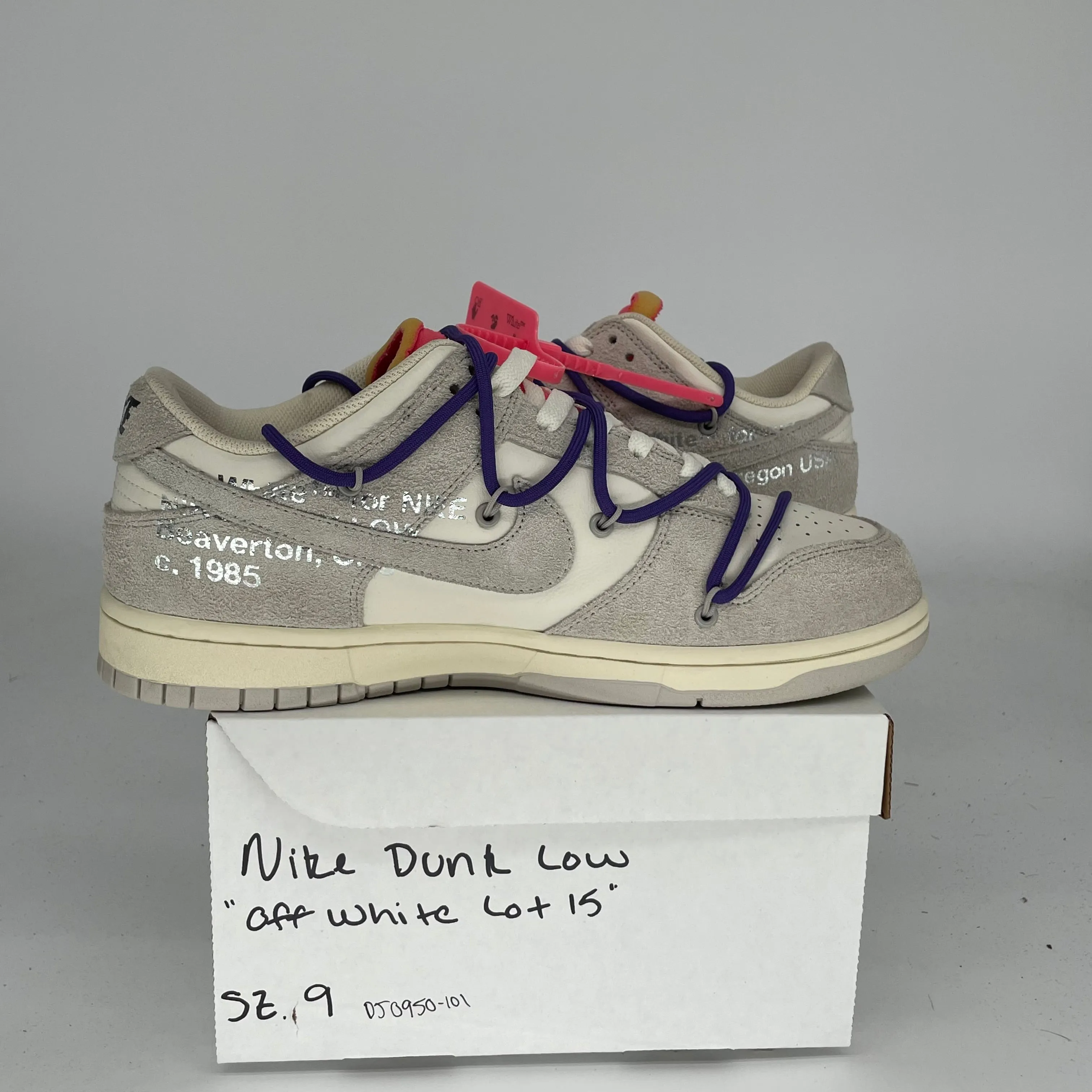 NIKE DUNK LOW OFF WHITE LOT 15 SIZE 9 DJ0950-101