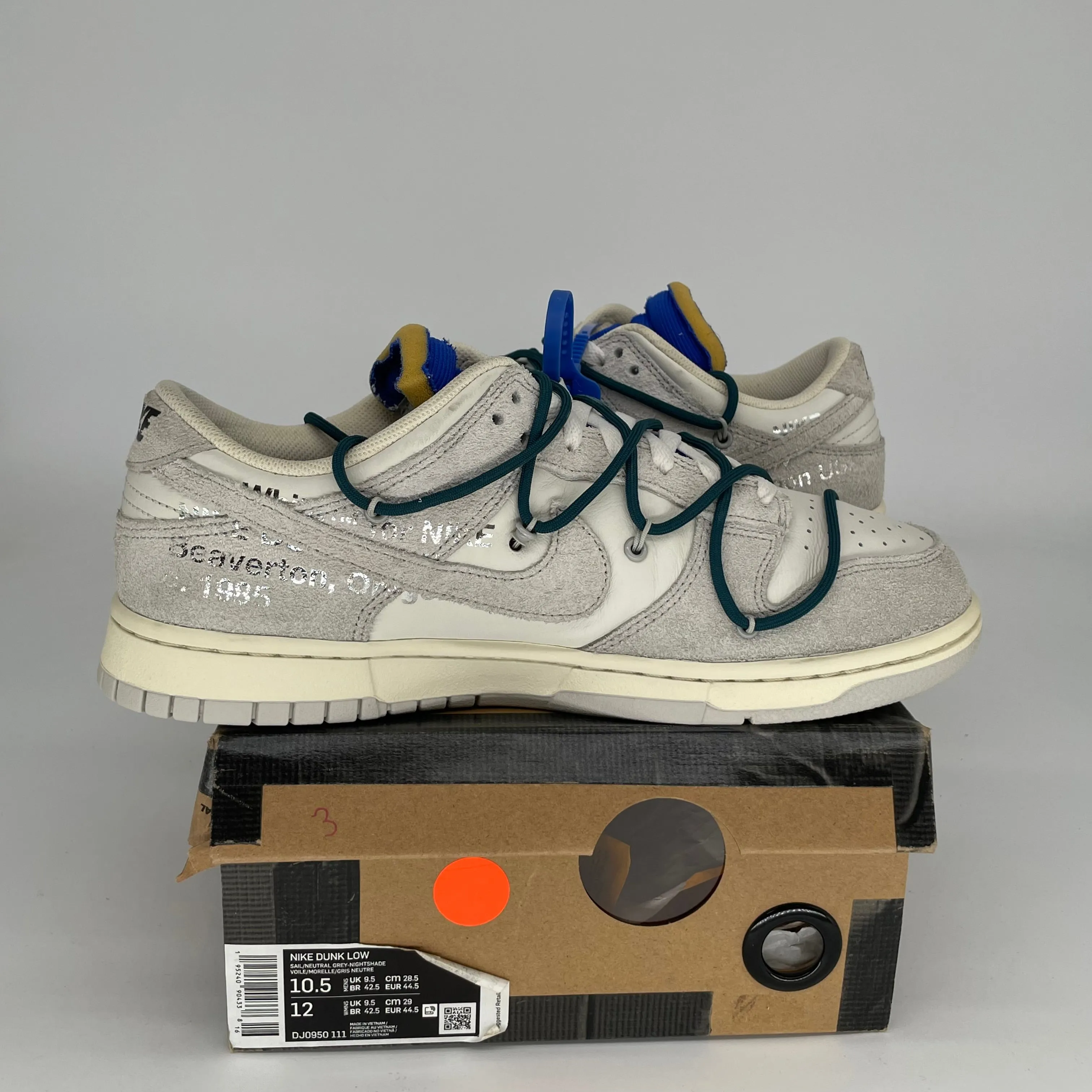 NIKE DUNK LOW OFF WHITE LOT 16 SIZE 10.5 DJ0950-111