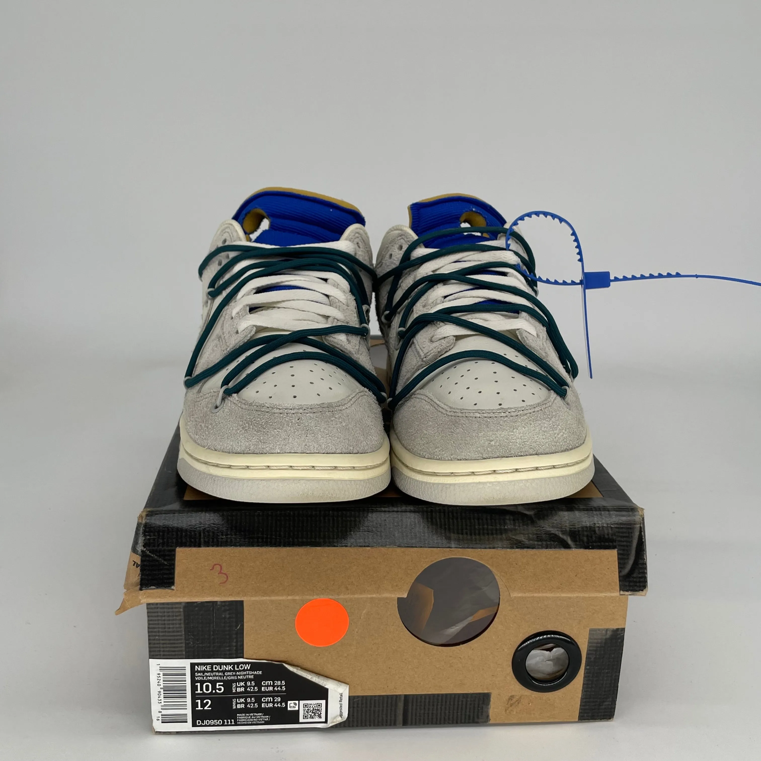 NIKE DUNK LOW OFF WHITE LOT 16 SIZE 10.5 DJ0950-111