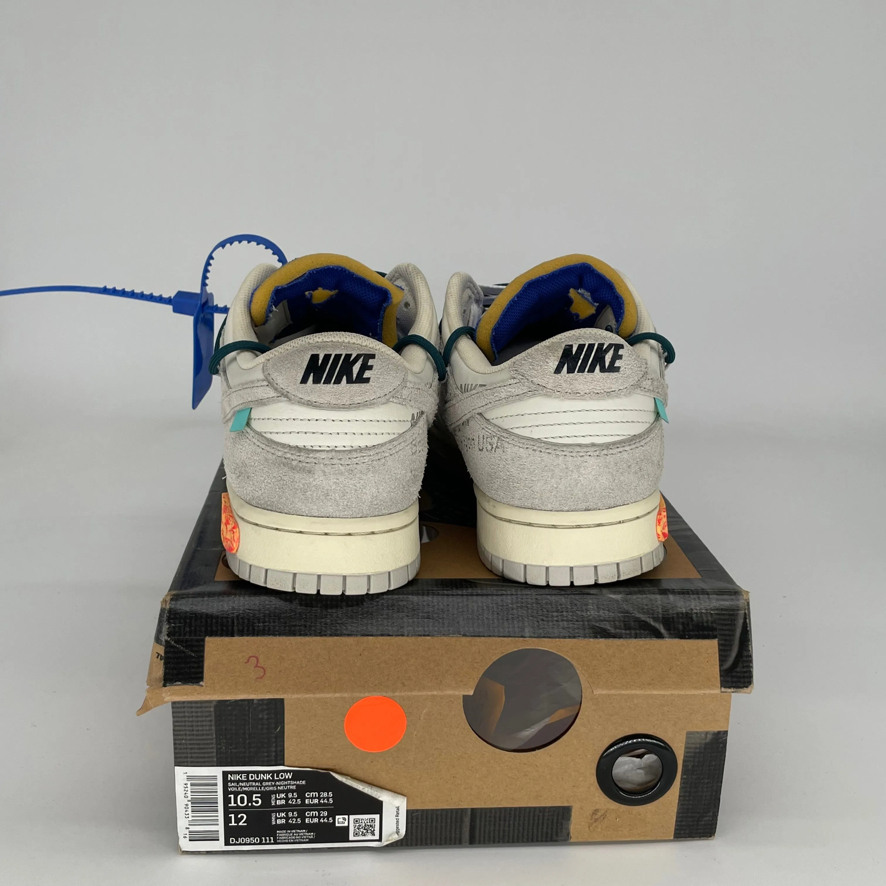 NIKE DUNK LOW OFF WHITE LOT 16 SIZE 10.5 DJ0950-111