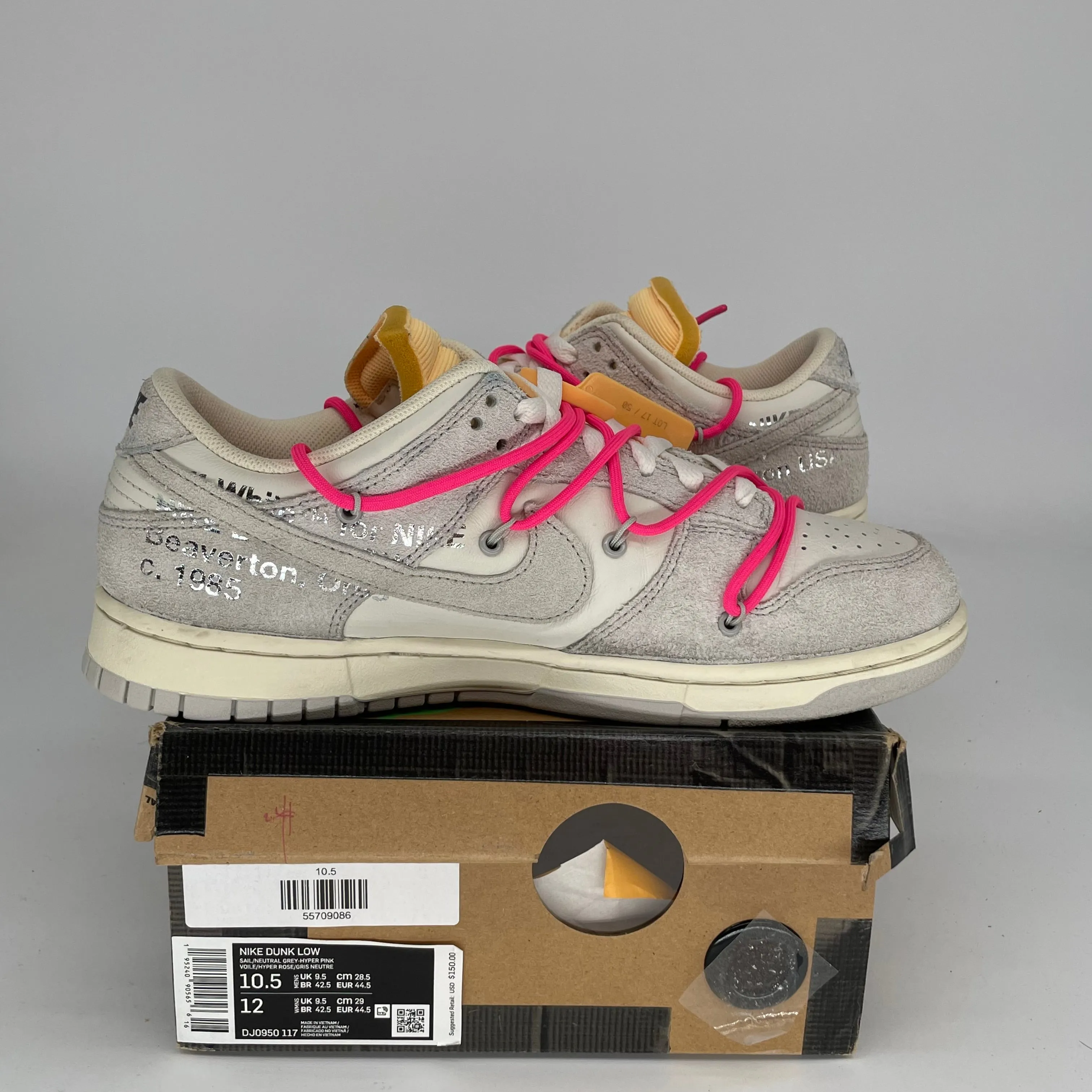 NIKE DUNK LOW OFF WHITE LOT 17 SIZE 10.5 DJ0950-117