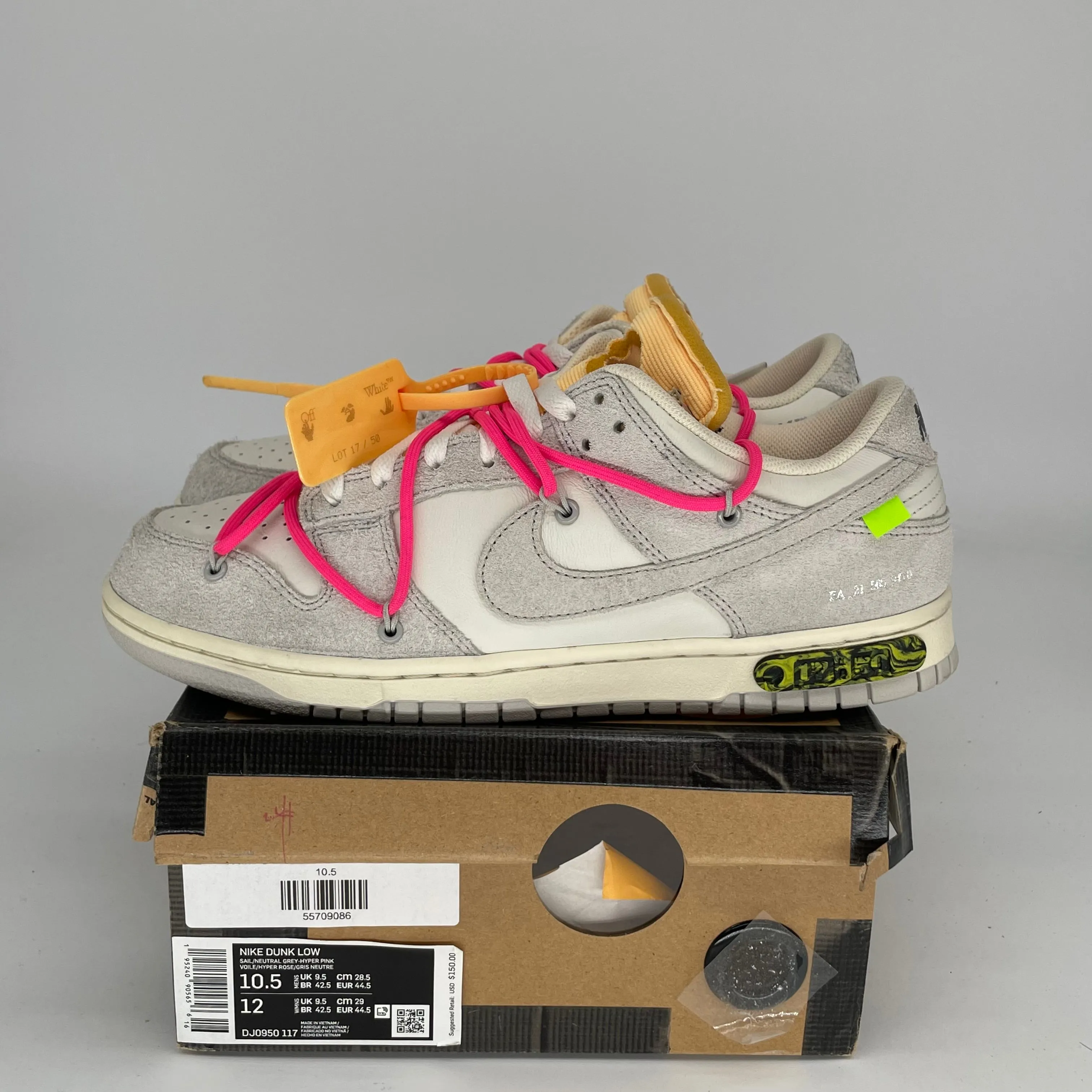 NIKE DUNK LOW OFF WHITE LOT 17 SIZE 10.5 DJ0950-117