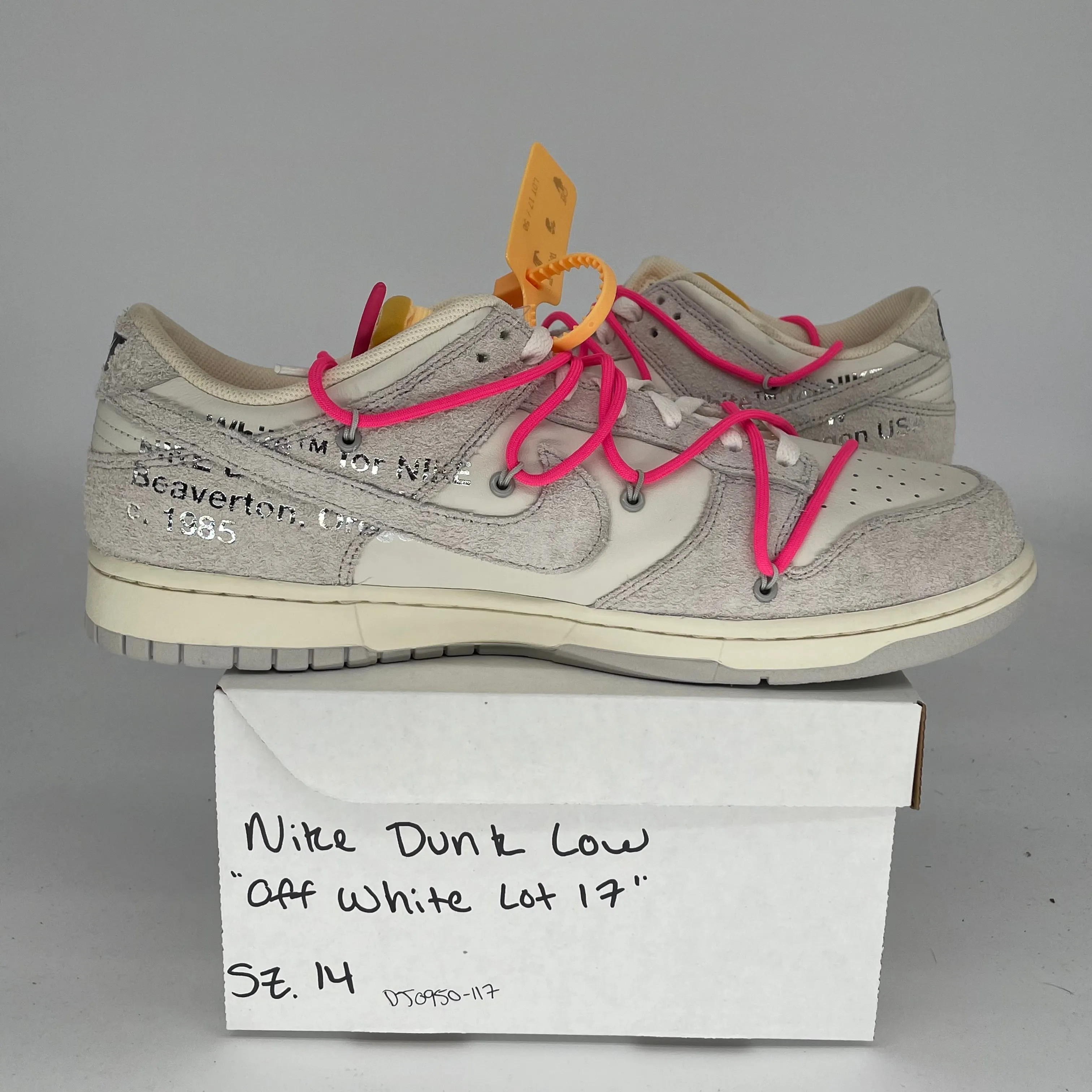 NIKE DUNK LOW OFF WHITE LOT 17 SIZE 14 DJ0950-117