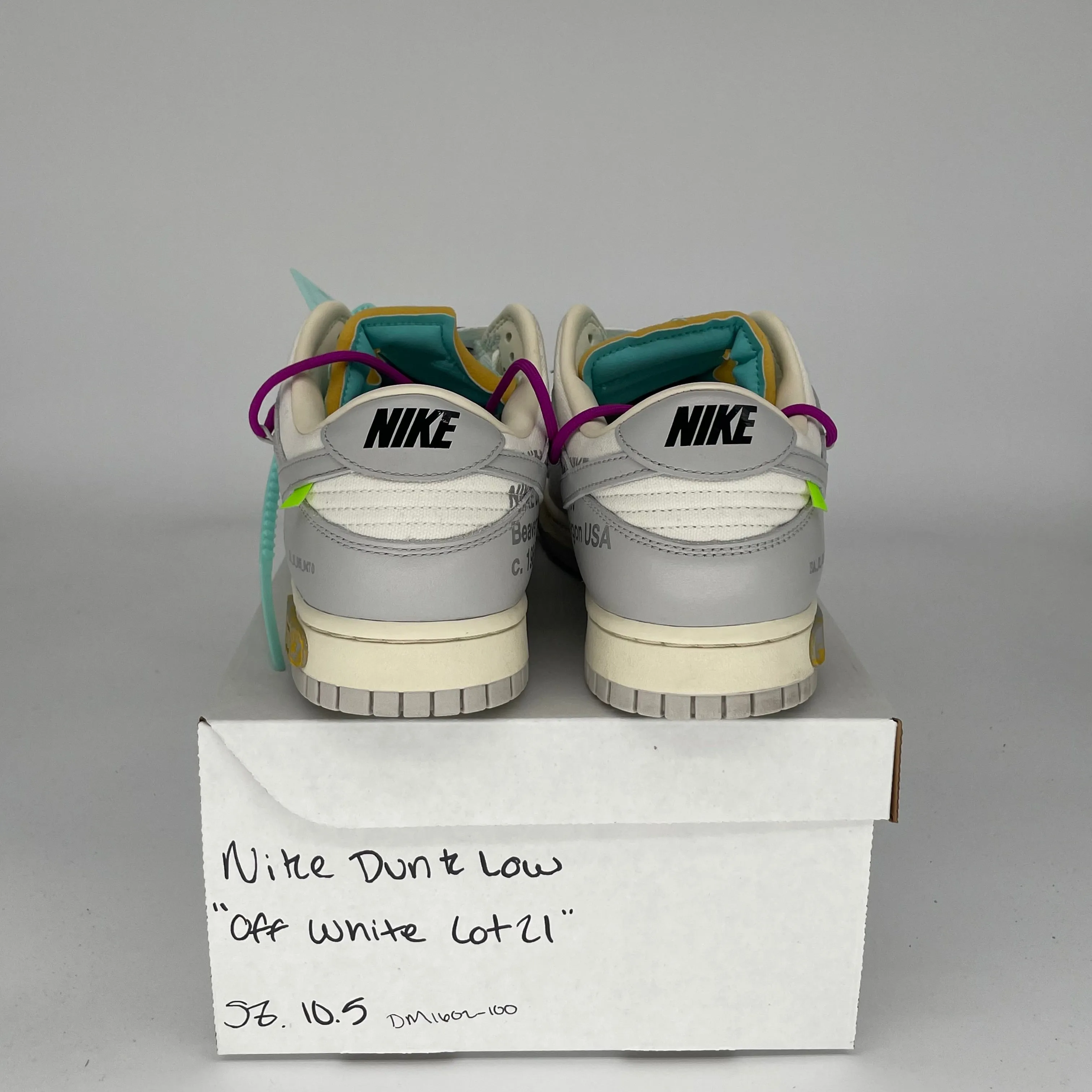 NIKE DUNK LOW OFF WHITE LOT 21 SIZE 10.5 DM1602-100