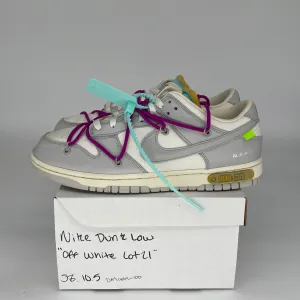 NIKE DUNK LOW OFF WHITE LOT 21 SIZE 10.5 DM1602-100
