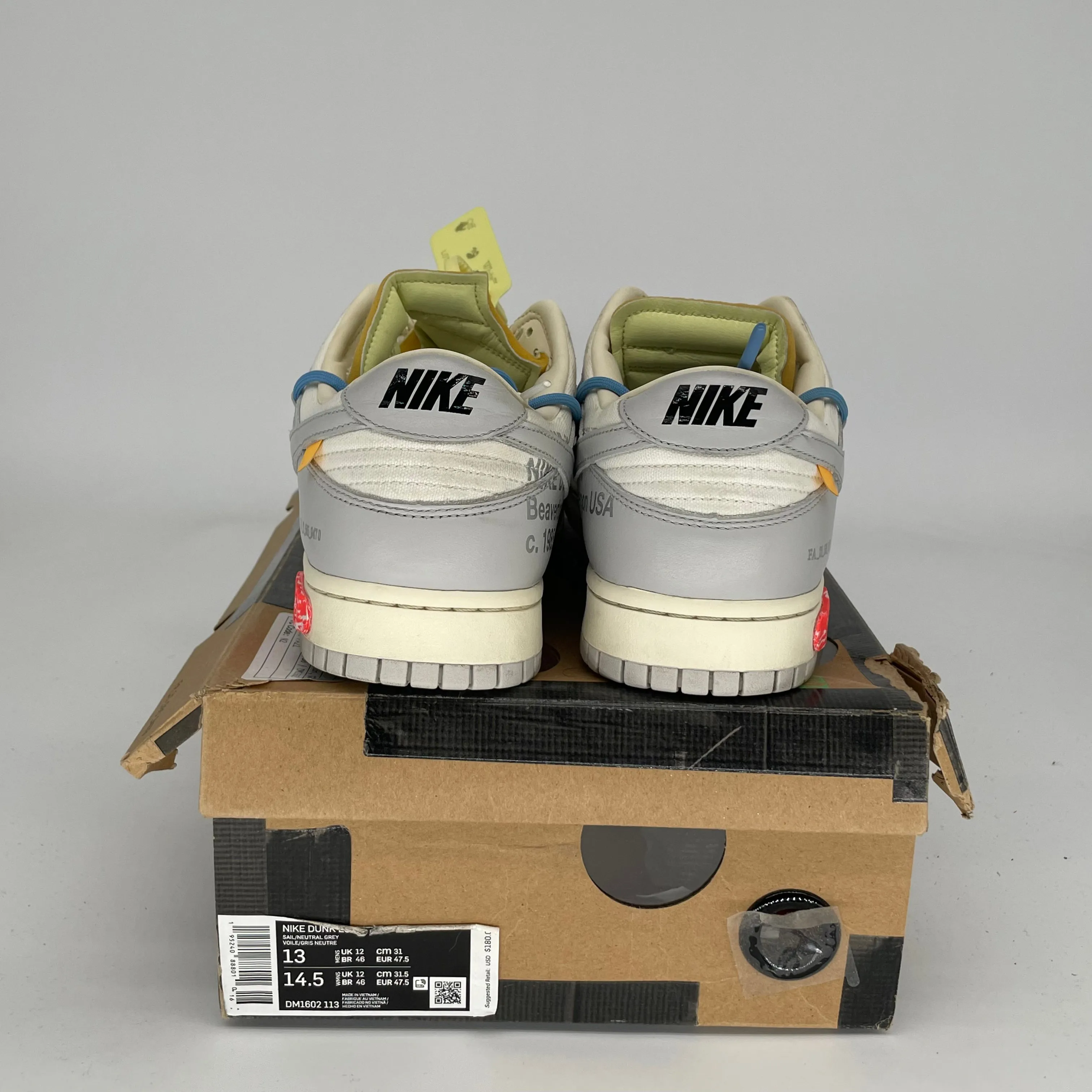 NIKE DUNK LOW OFF WHITE LOT 5 SIZE 13 DM1602-113