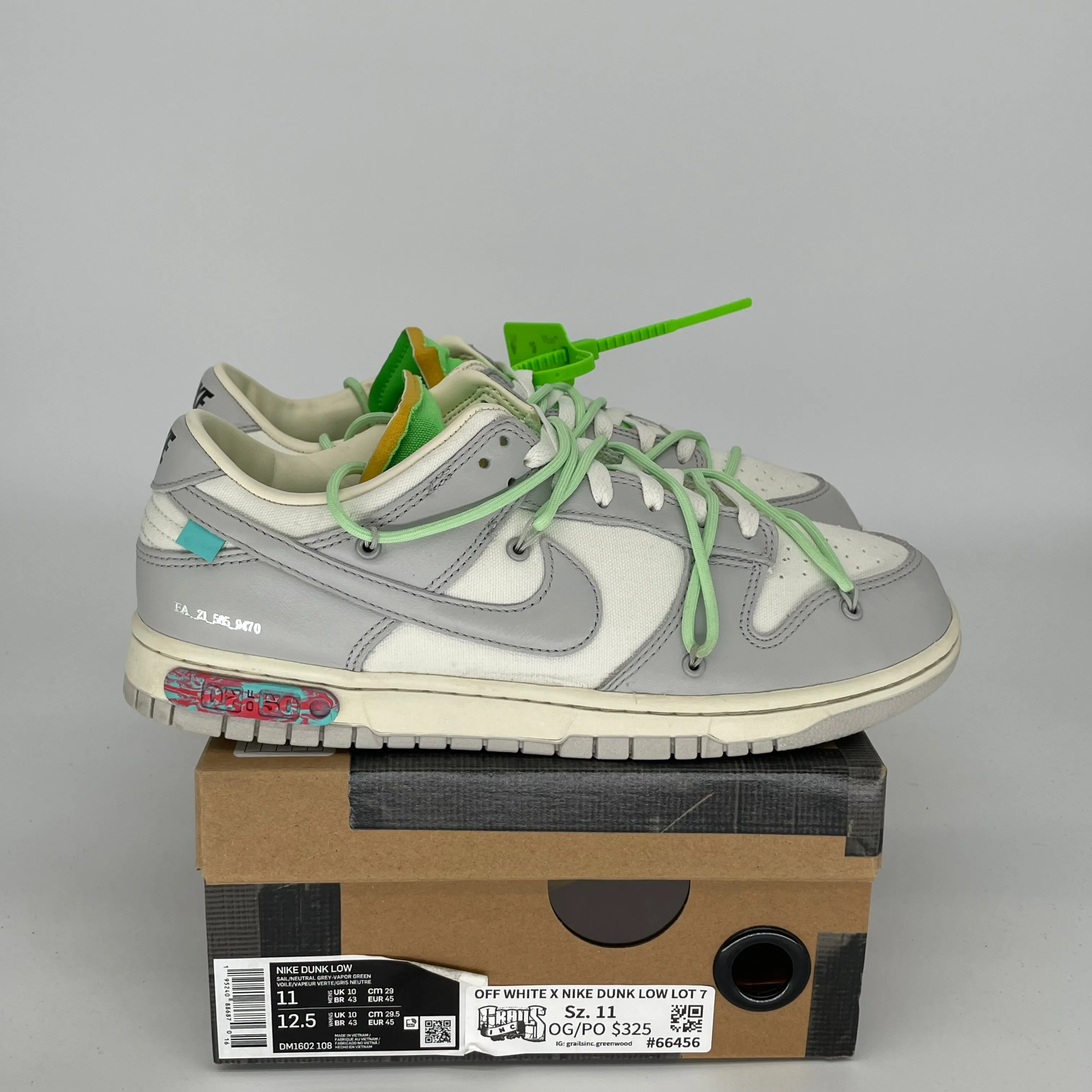 NIKE DUNK LOW OFF WHITE LOT 7 SIZE 11 DM1602-108