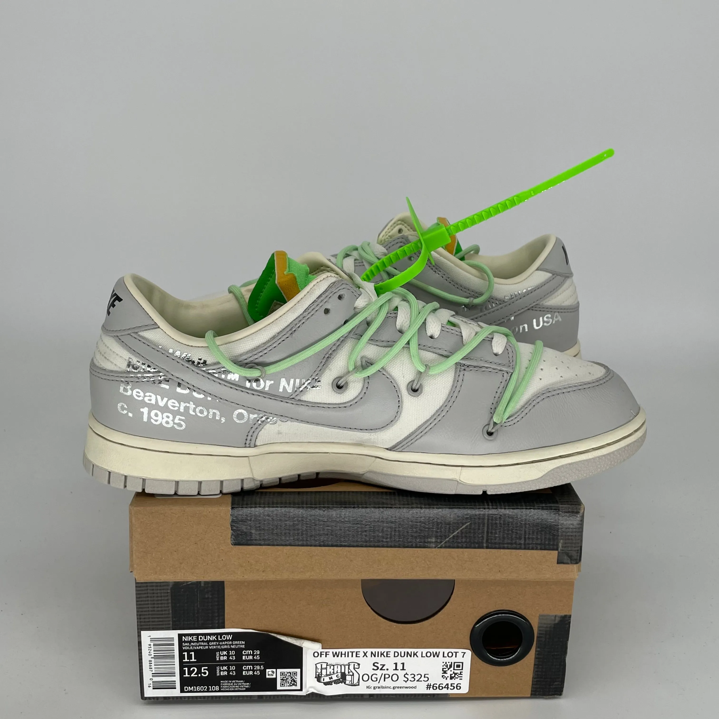 NIKE DUNK LOW OFF WHITE LOT 7 SIZE 11 DM1602-108