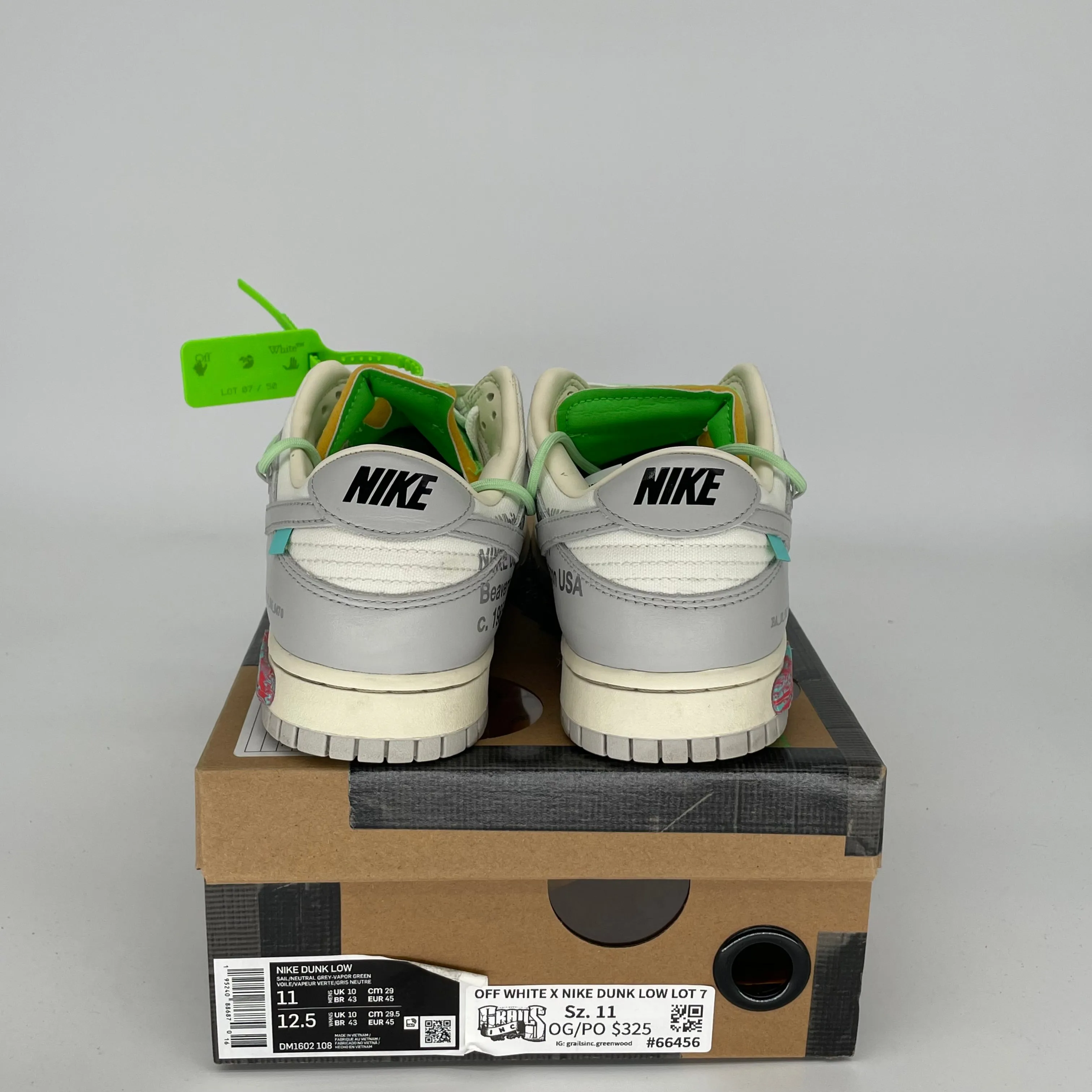 NIKE DUNK LOW OFF WHITE LOT 7 SIZE 11 DM1602-108