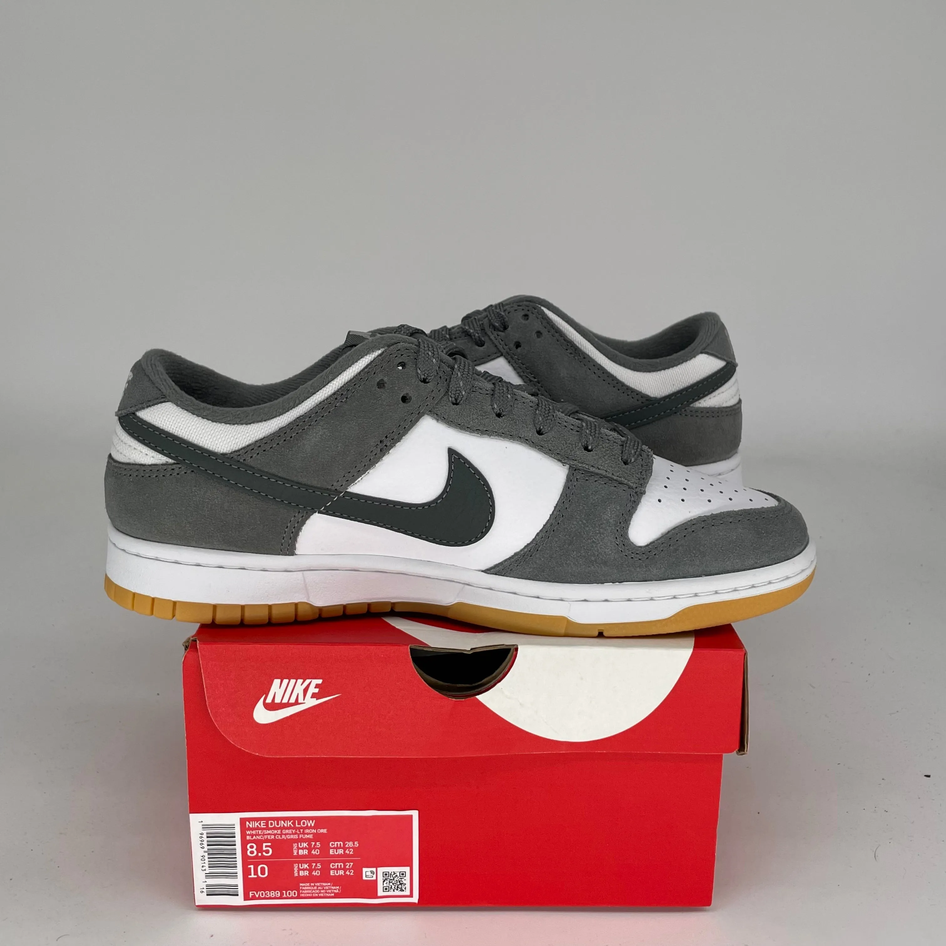 NIKE DUNK LOW SMOKE GREY 3M SWOOSH SIZE 8.5 FV0389-100