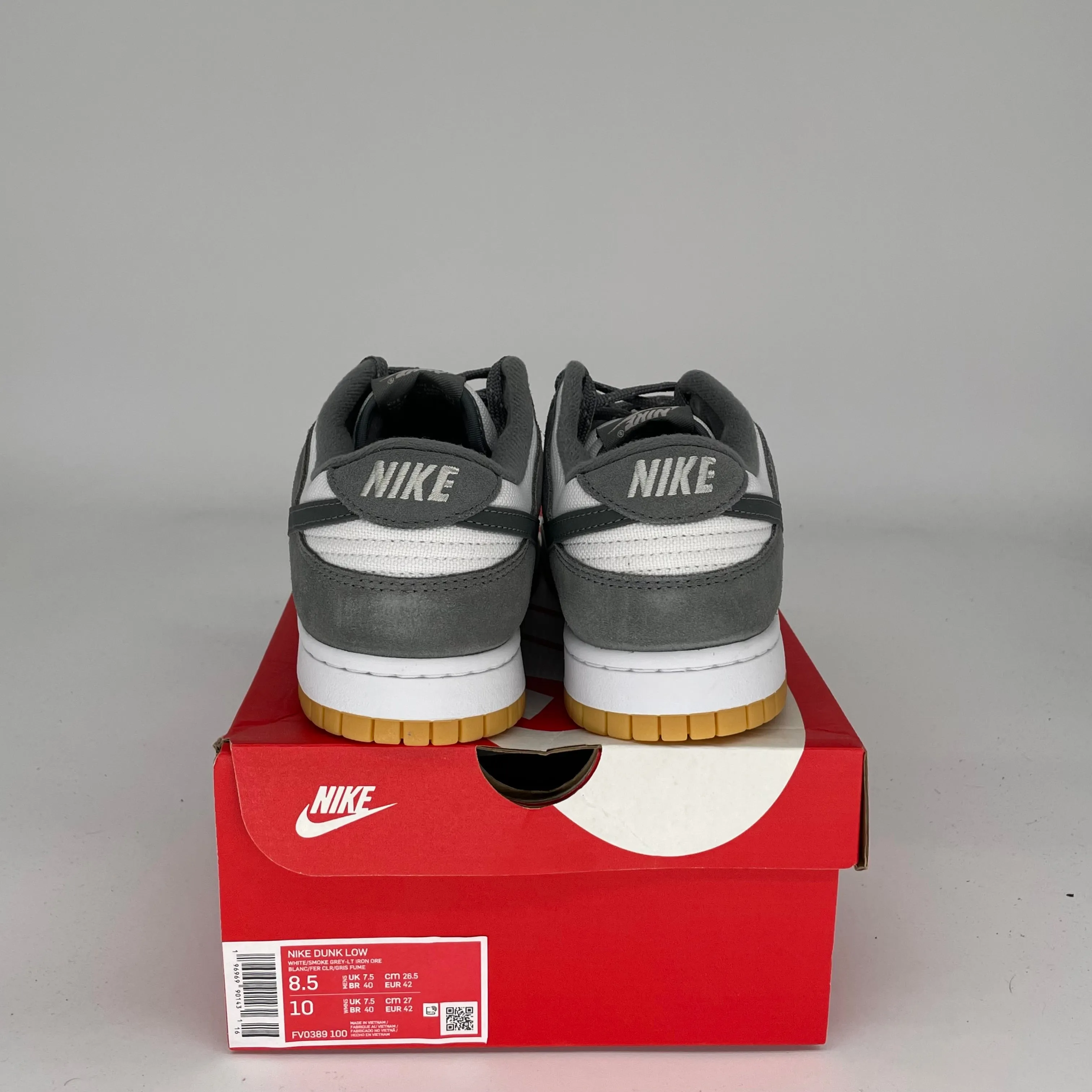 NIKE DUNK LOW SMOKE GREY 3M SWOOSH SIZE 8.5 FV0389-100