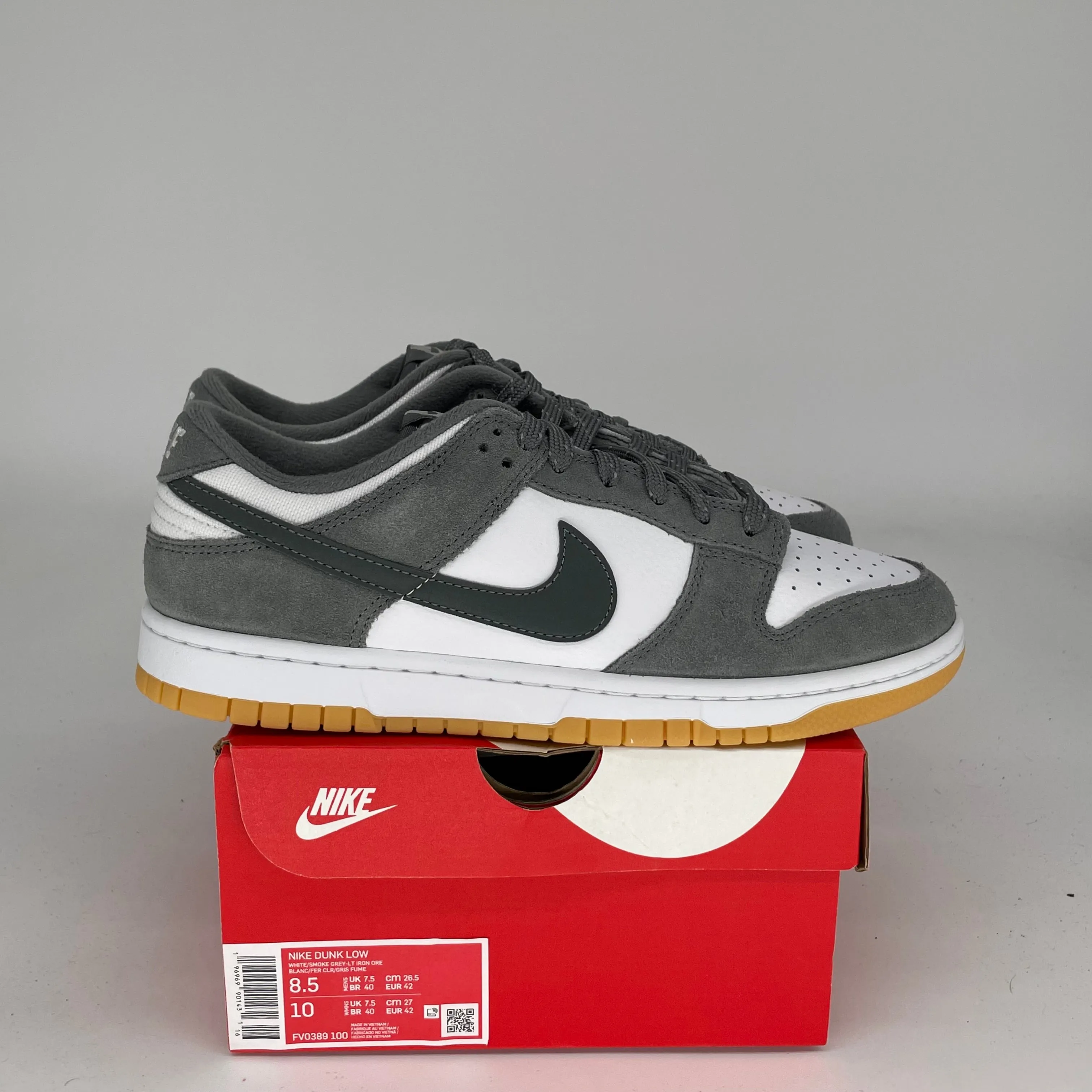 NIKE DUNK LOW SMOKE GREY 3M SWOOSH SIZE 8.5 FV0389-100