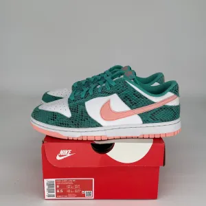 NIKE DUNK LOW SNAKESKIN WASHED TEAL BLEACHED CORAL SIZE 8 DR8577-300