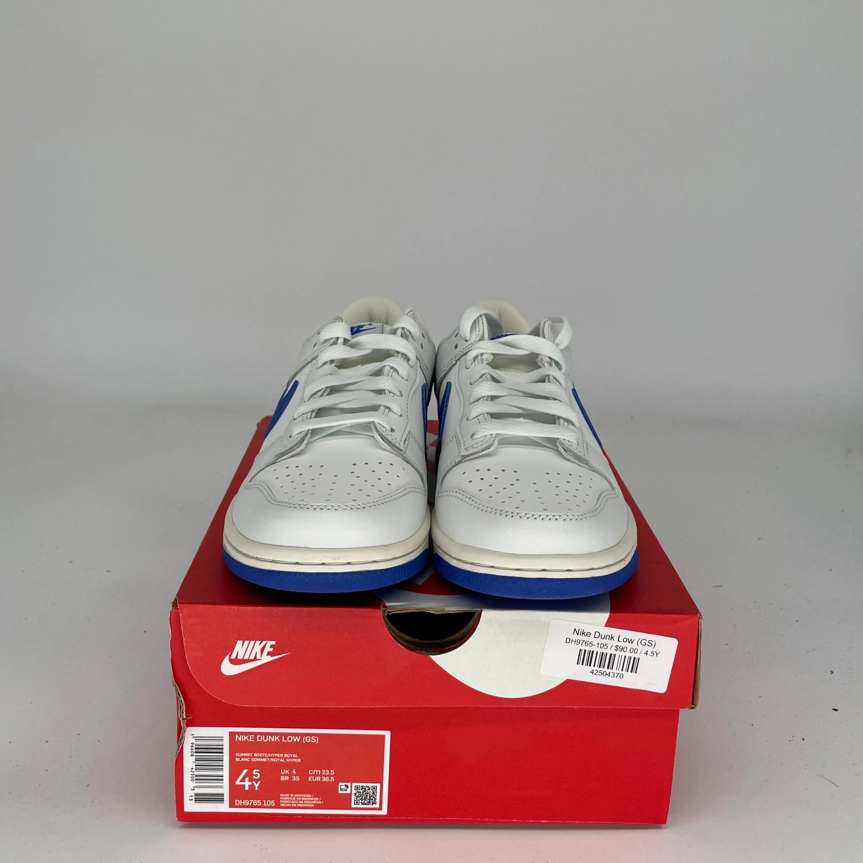 NIKE DUNK LOW SUMMIT WHITE HYPER ROYAL SIZE 4.5Y DH9765-105