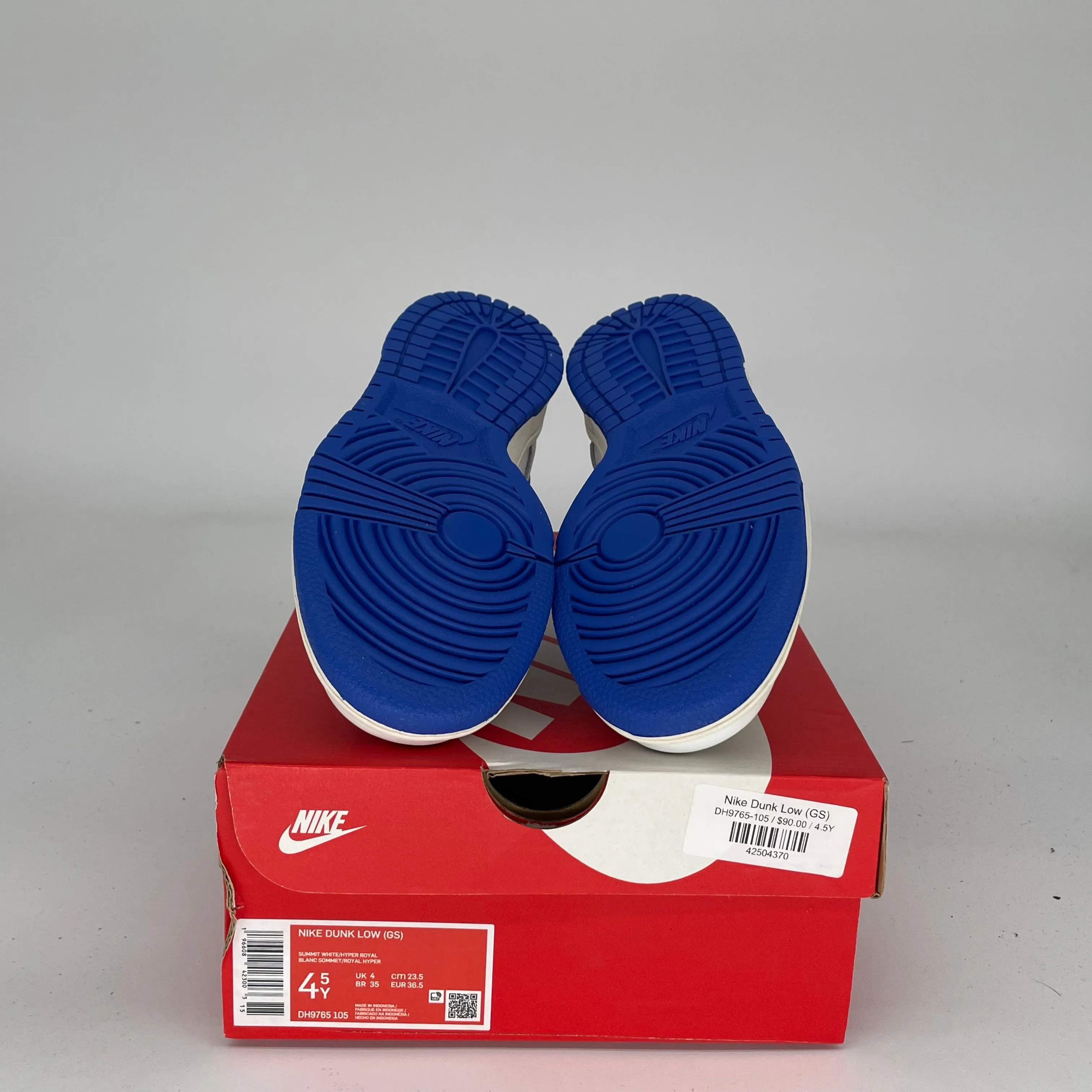 NIKE DUNK LOW SUMMIT WHITE HYPER ROYAL SIZE 4.5Y DH9765-105