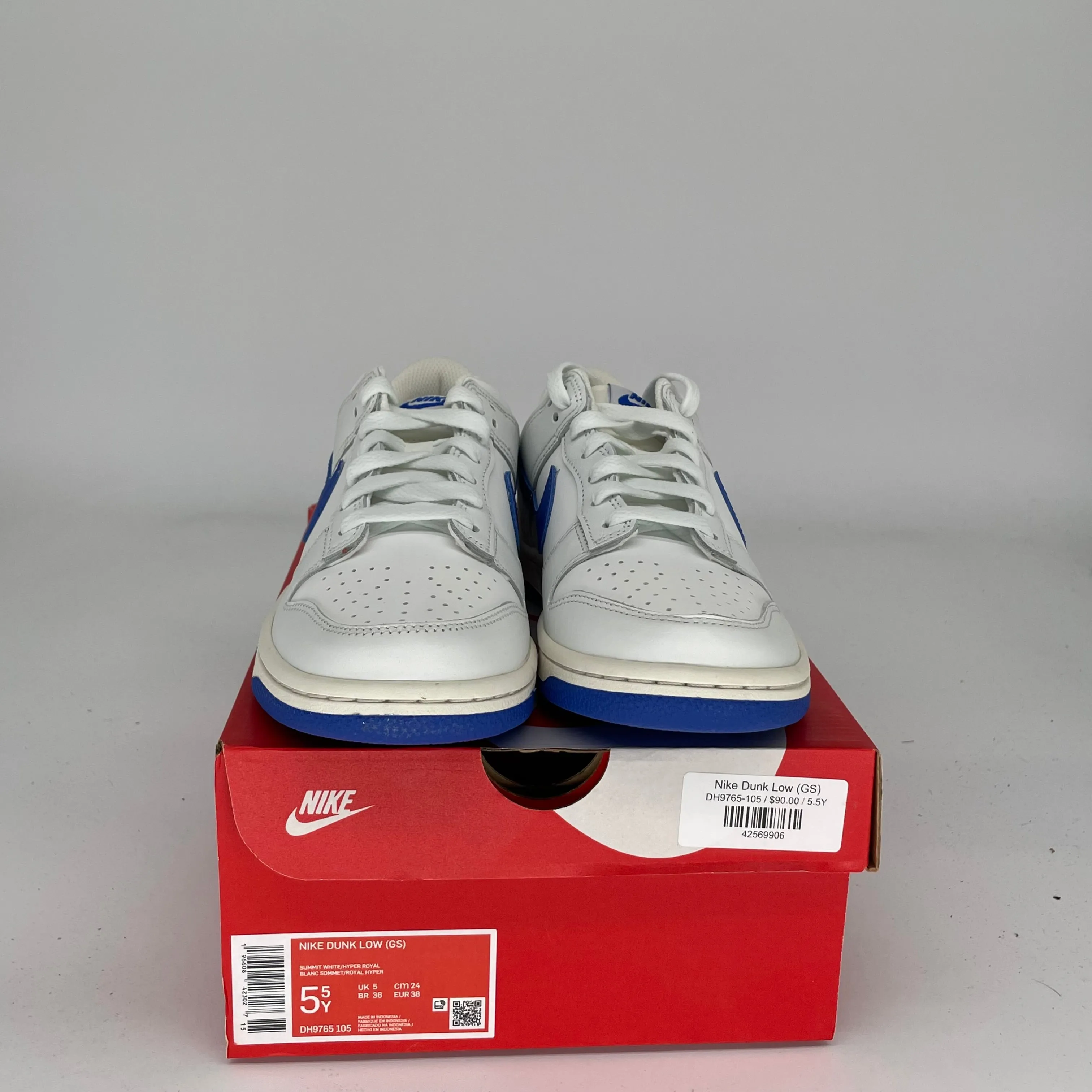 NIKE DUNK LOW SUMMIT WHITE HYPER ROYAL SIZE 5.5Y DH9765-105