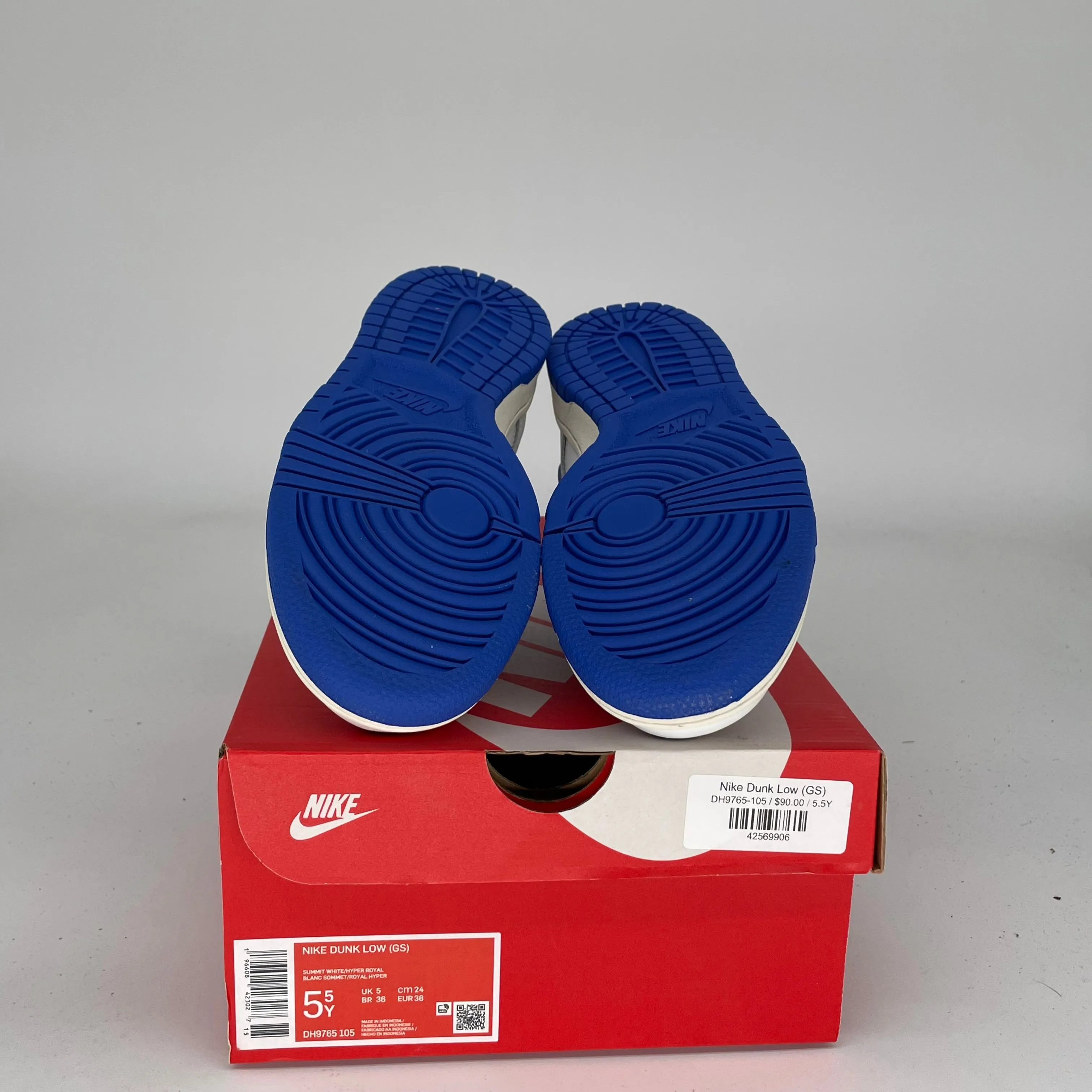 NIKE DUNK LOW SUMMIT WHITE HYPER ROYAL SIZE 5.5Y DH9765-105