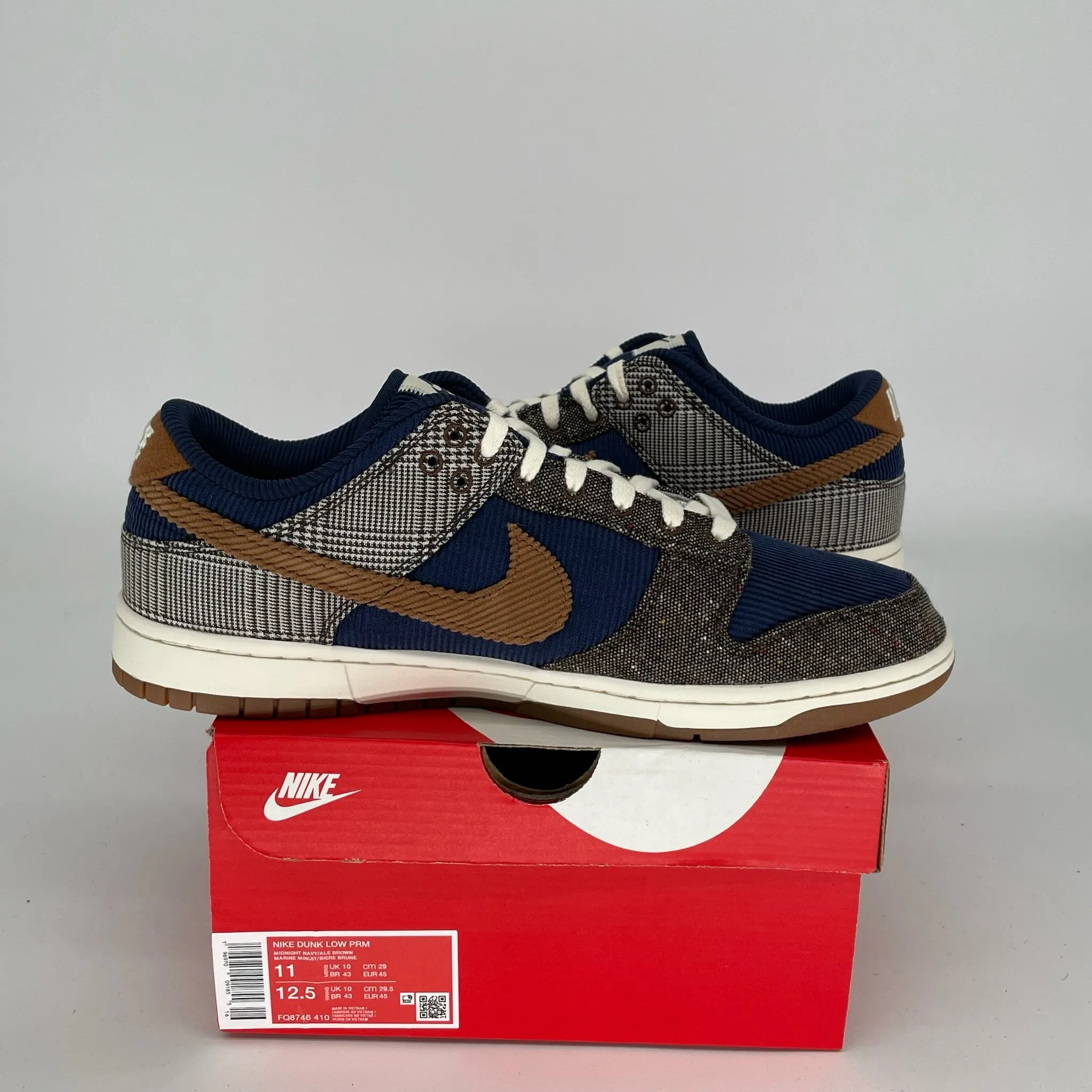 NIKE DUNK LOW TWEED MIDNIGHT NAVY CORDUORY SIZE 11 FQ8746-410