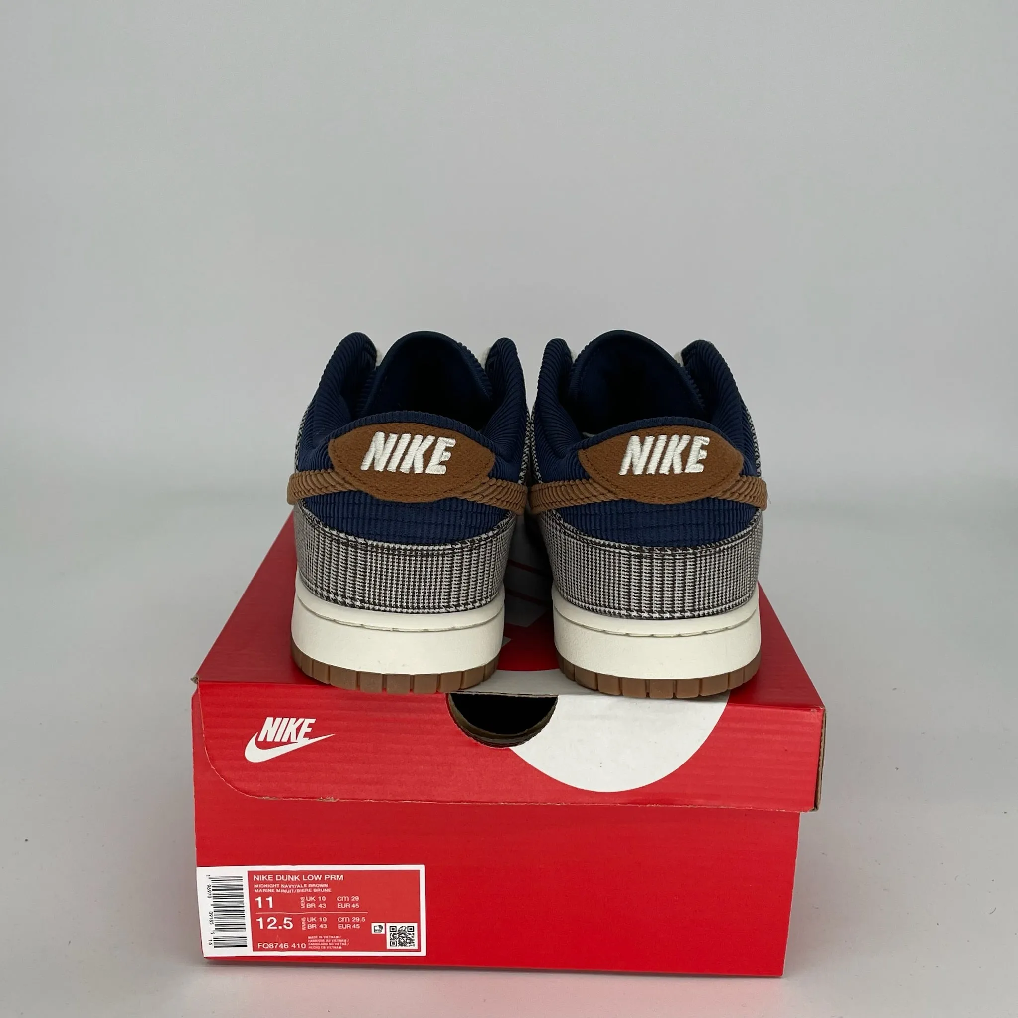 NIKE DUNK LOW TWEED MIDNIGHT NAVY CORDUORY SIZE 11 FQ8746-410
