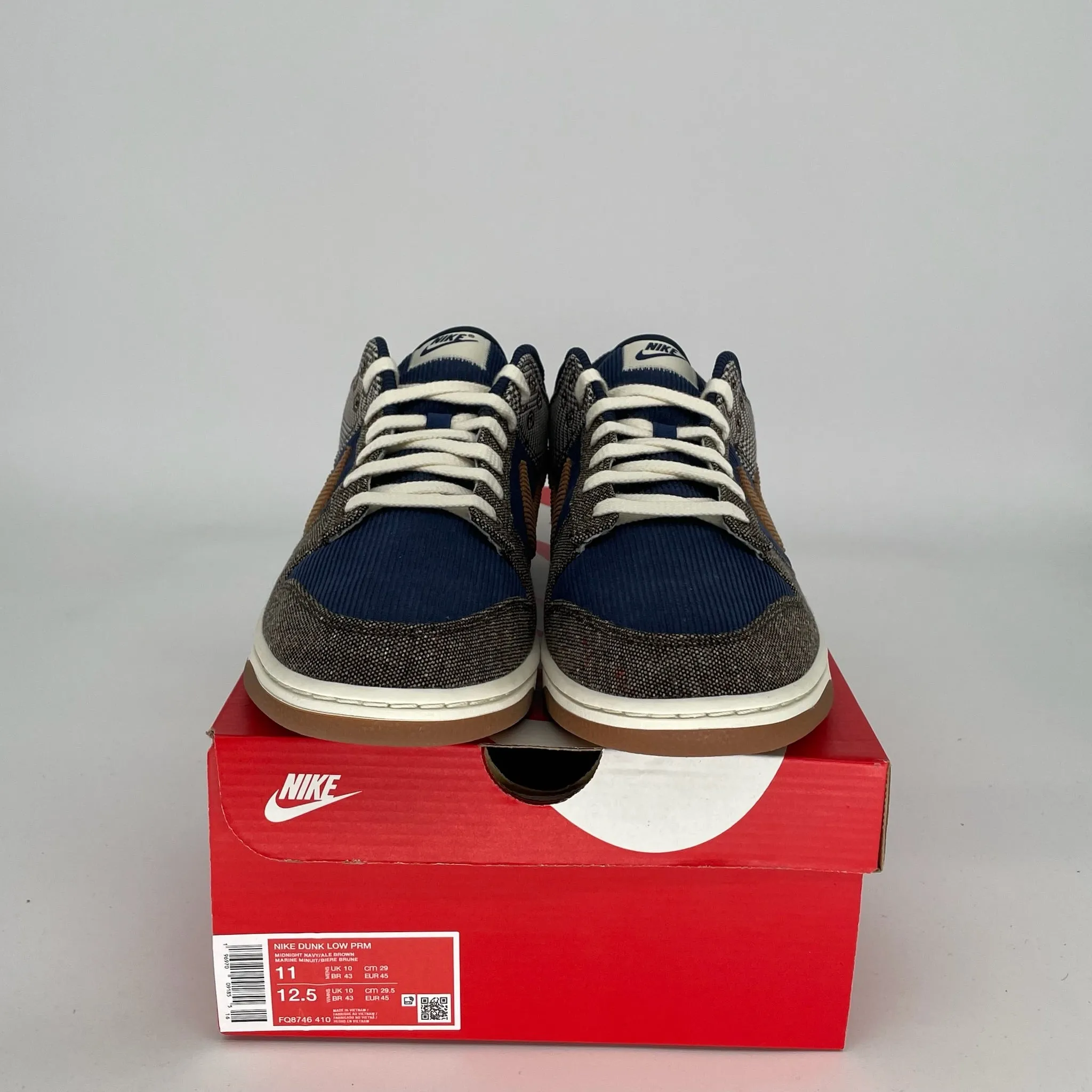 NIKE DUNK LOW TWEED MIDNIGHT NAVY CORDUORY SIZE 11 FQ8746-410