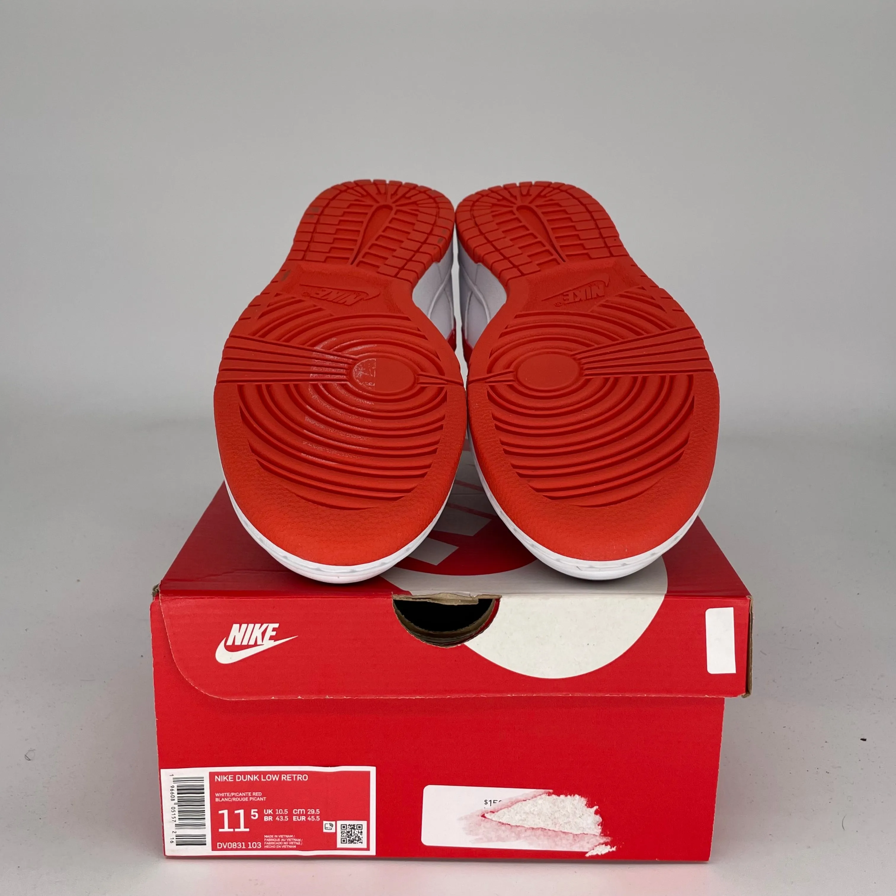 NIKE DUNK LOW WHITE PICANTE RED SIZE 11.5 DV0831-103