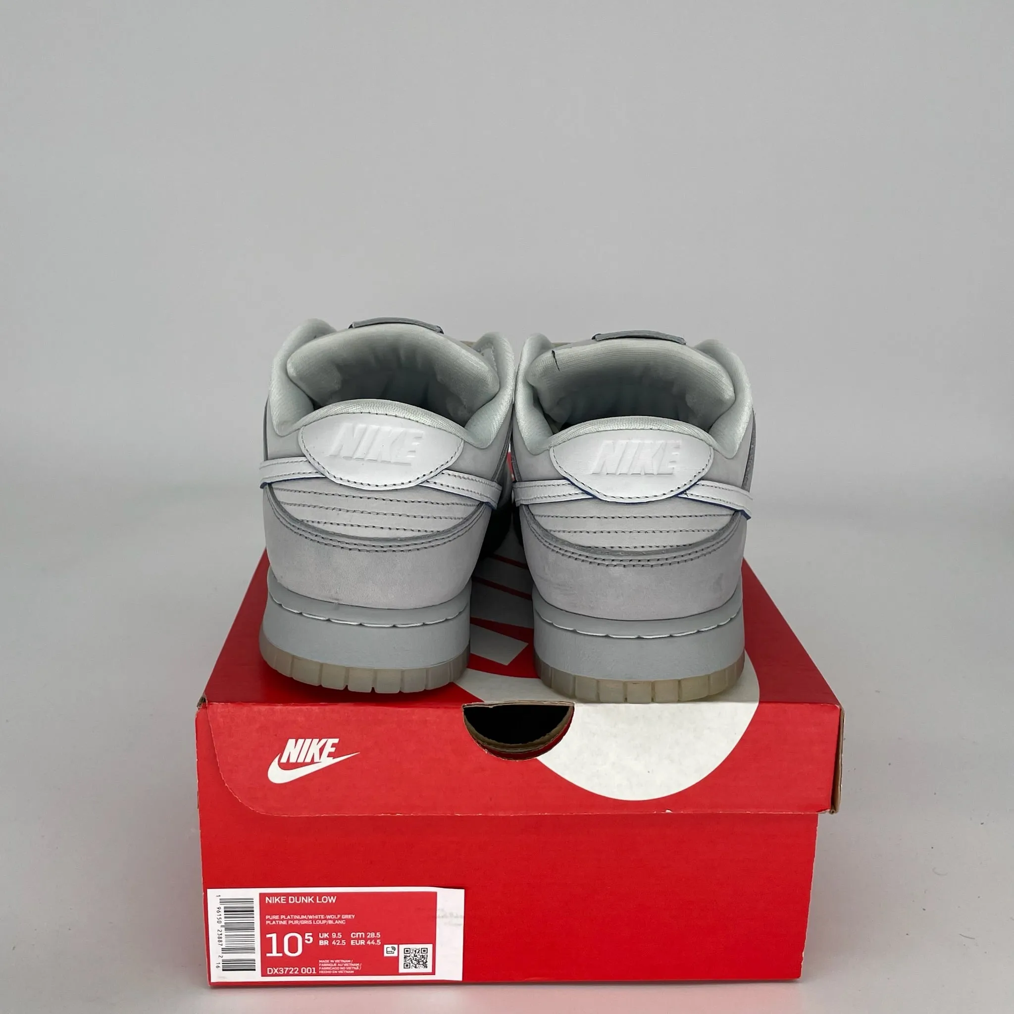NIKE DUNK LOW WOLF GREY PURE PLATINUM SIZE 10.5 DX3722-001