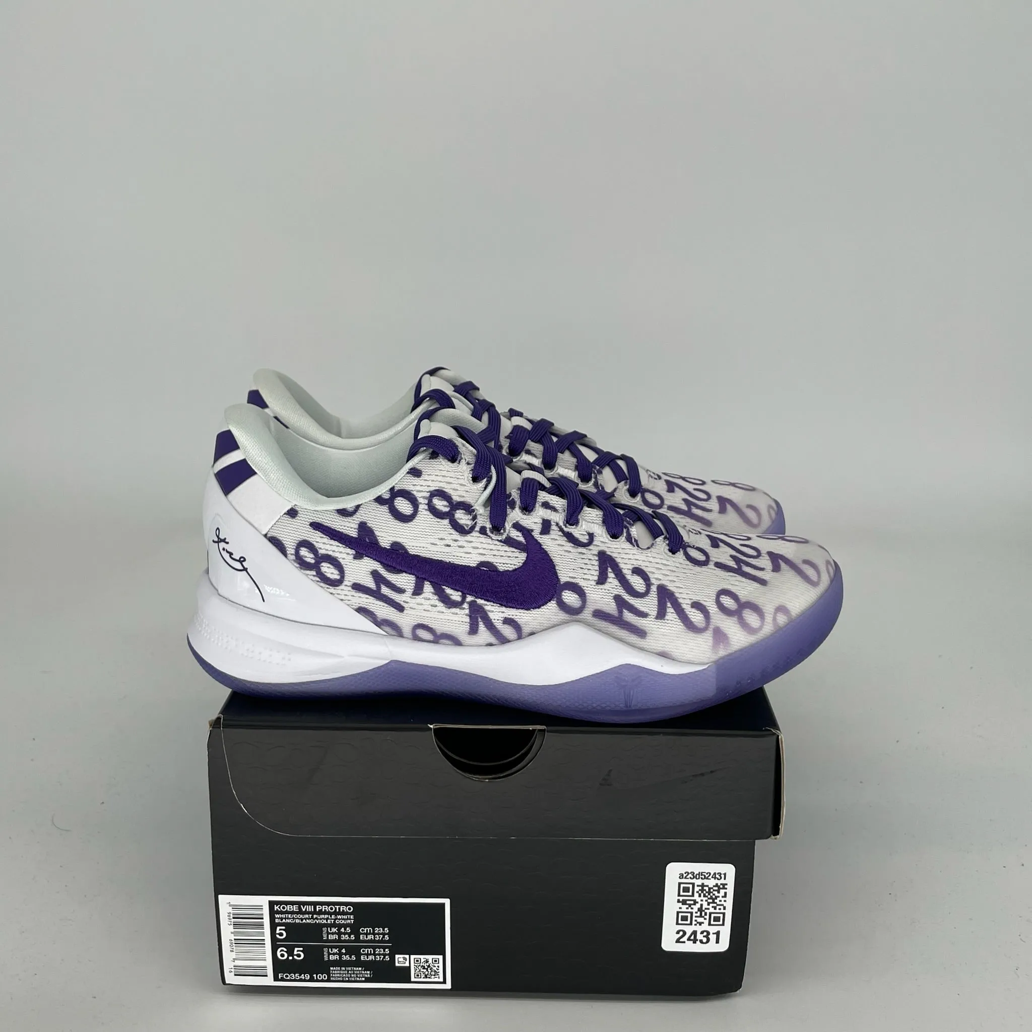 NIKE KOBE 8 PROTRO COURT PURPLE SIZE 5 FQ3549-100