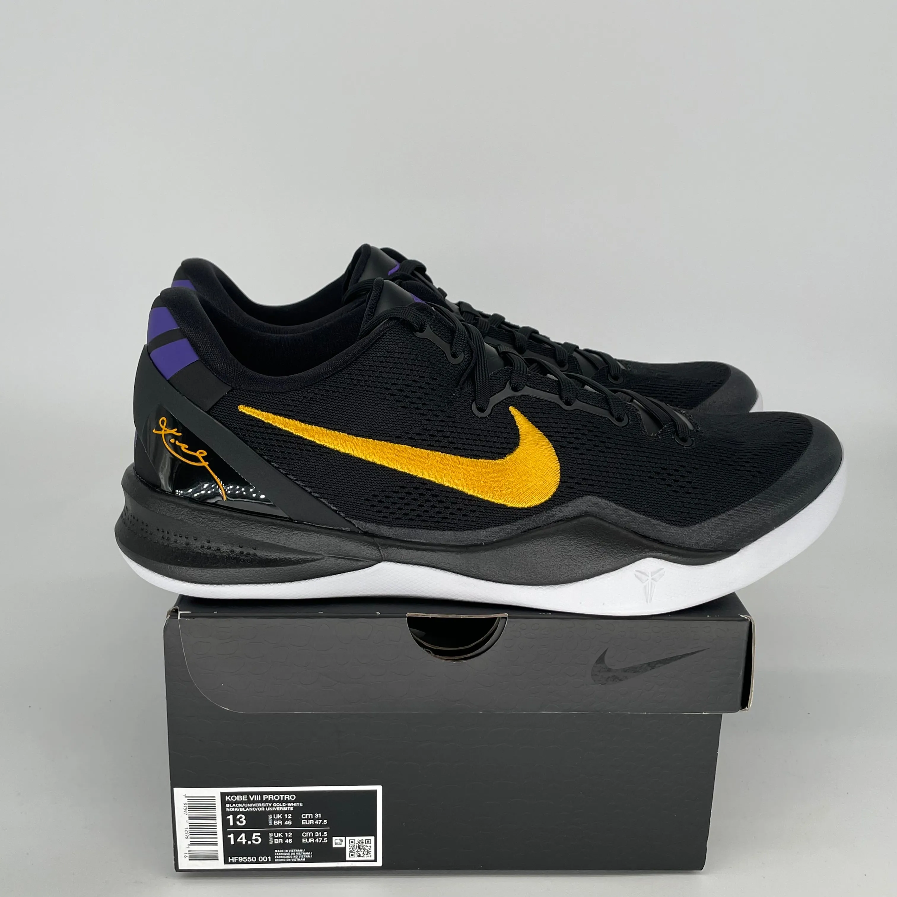 NIKE KOBE 8 PROTRO LAKERS AWAY SIZE 13 HF9550-001