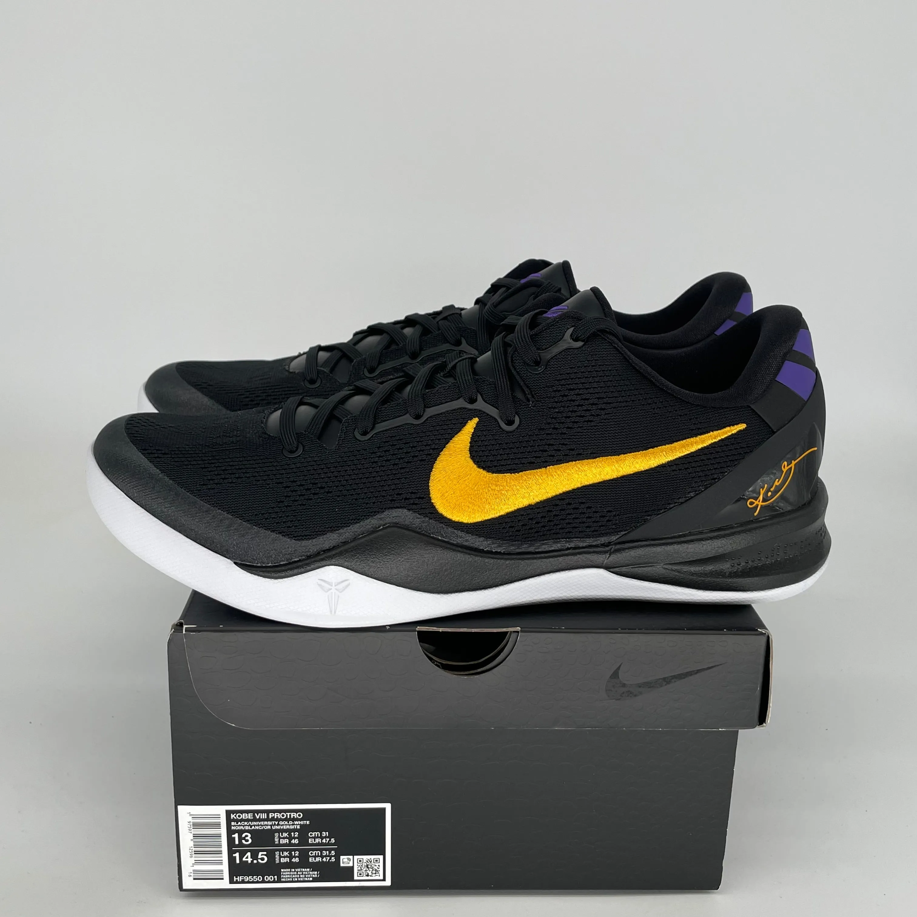 NIKE KOBE 8 PROTRO LAKERS AWAY SIZE 13 HF9550-001