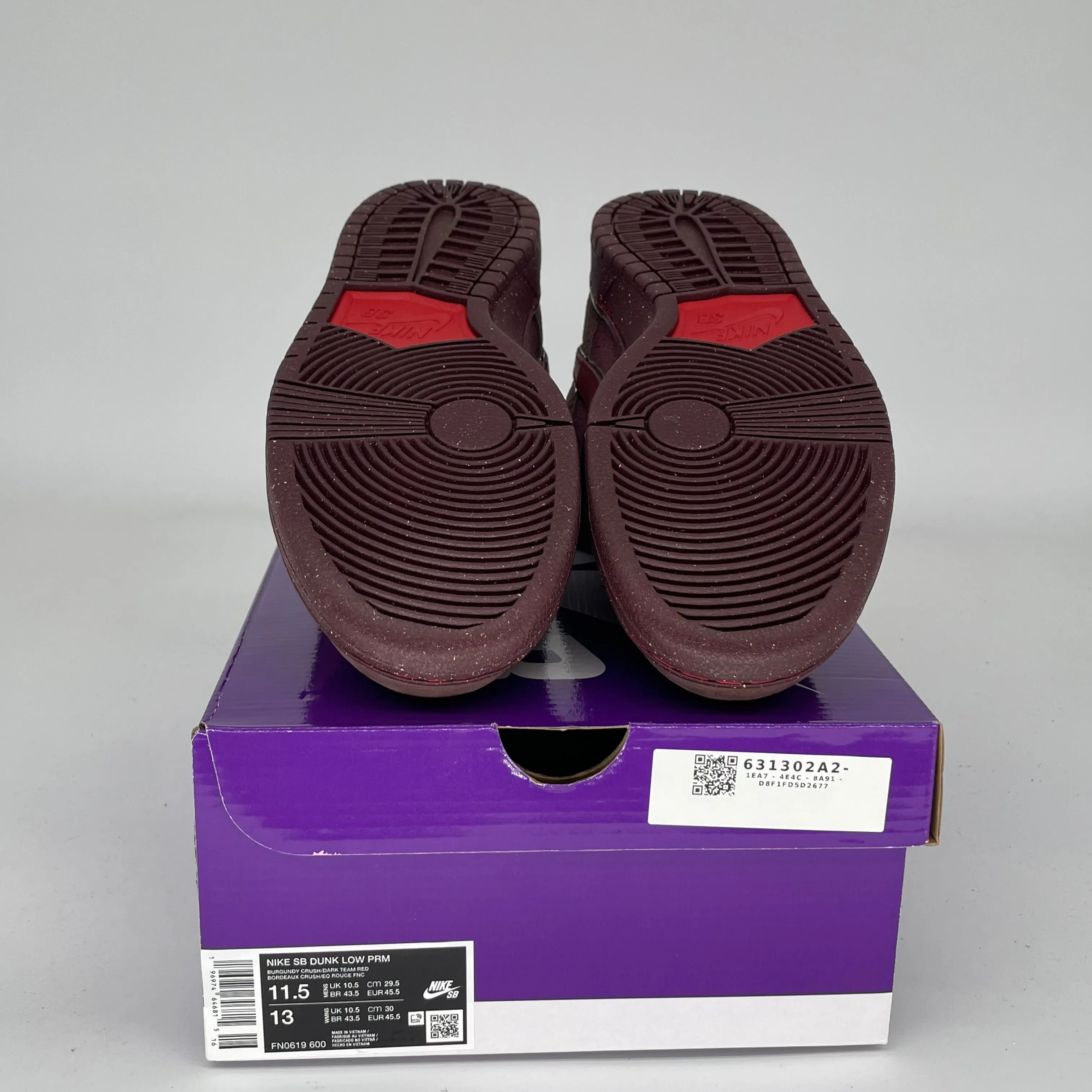 NIKE SB DUNK LOW CITY OF LOVE BURGUNDY CRUSH SIZE 11.5 FN0619-600