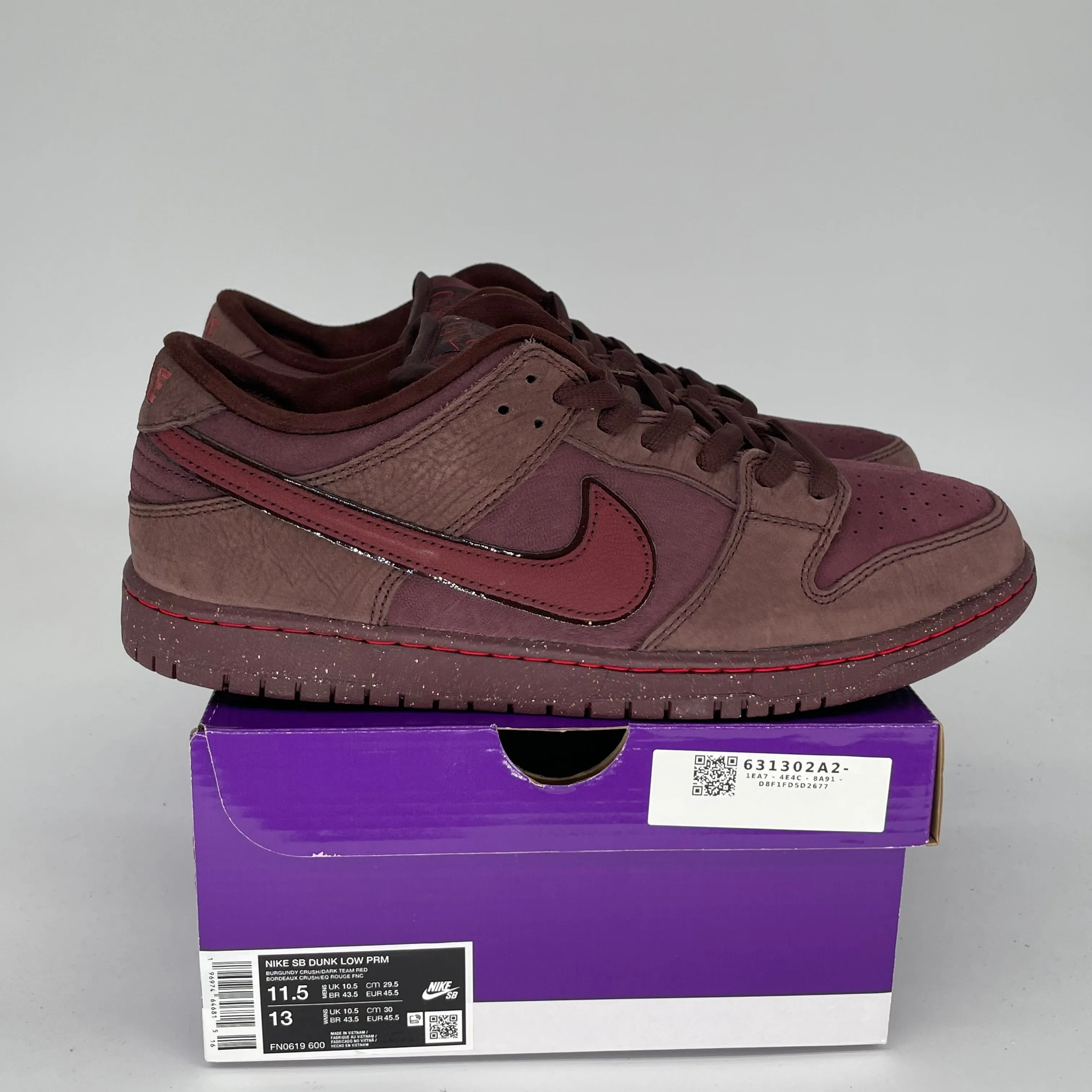 NIKE SB DUNK LOW CITY OF LOVE BURGUNDY CRUSH SIZE 11.5 FN0619-600