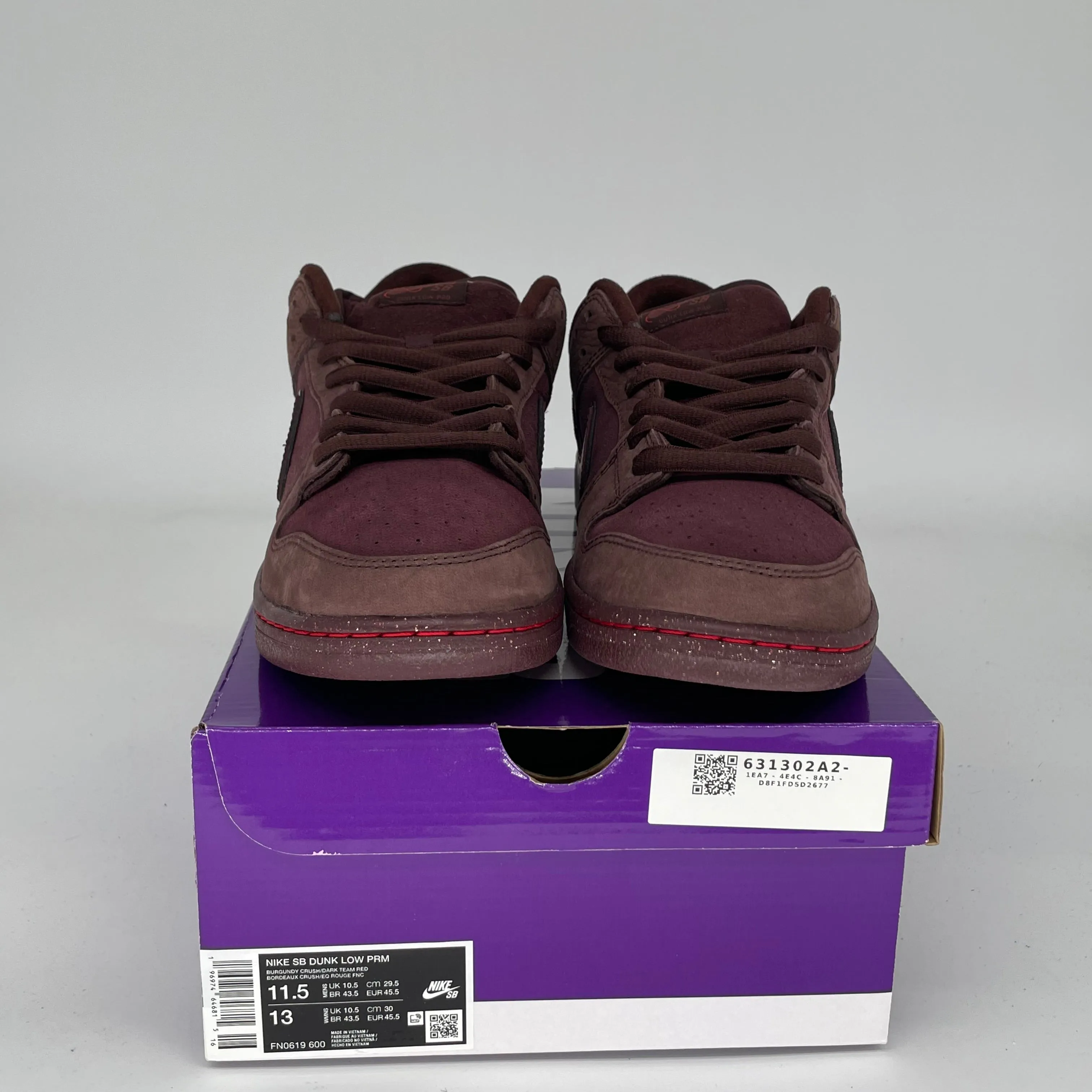 NIKE SB DUNK LOW CITY OF LOVE BURGUNDY CRUSH SIZE 11.5 FN0619-600