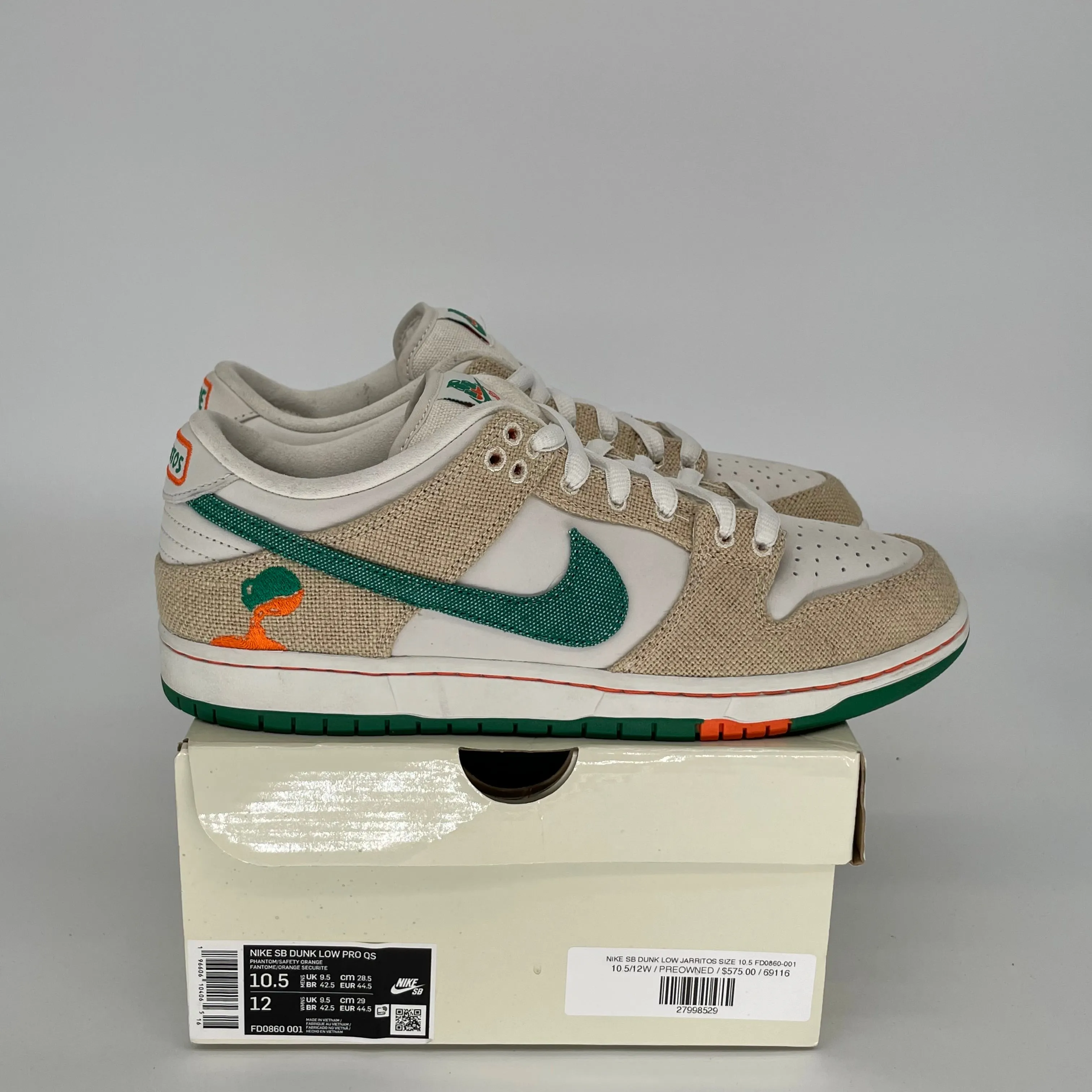 NIKE SB DUNK LOW JARRITOS SIZE 10.5 FD0860-001