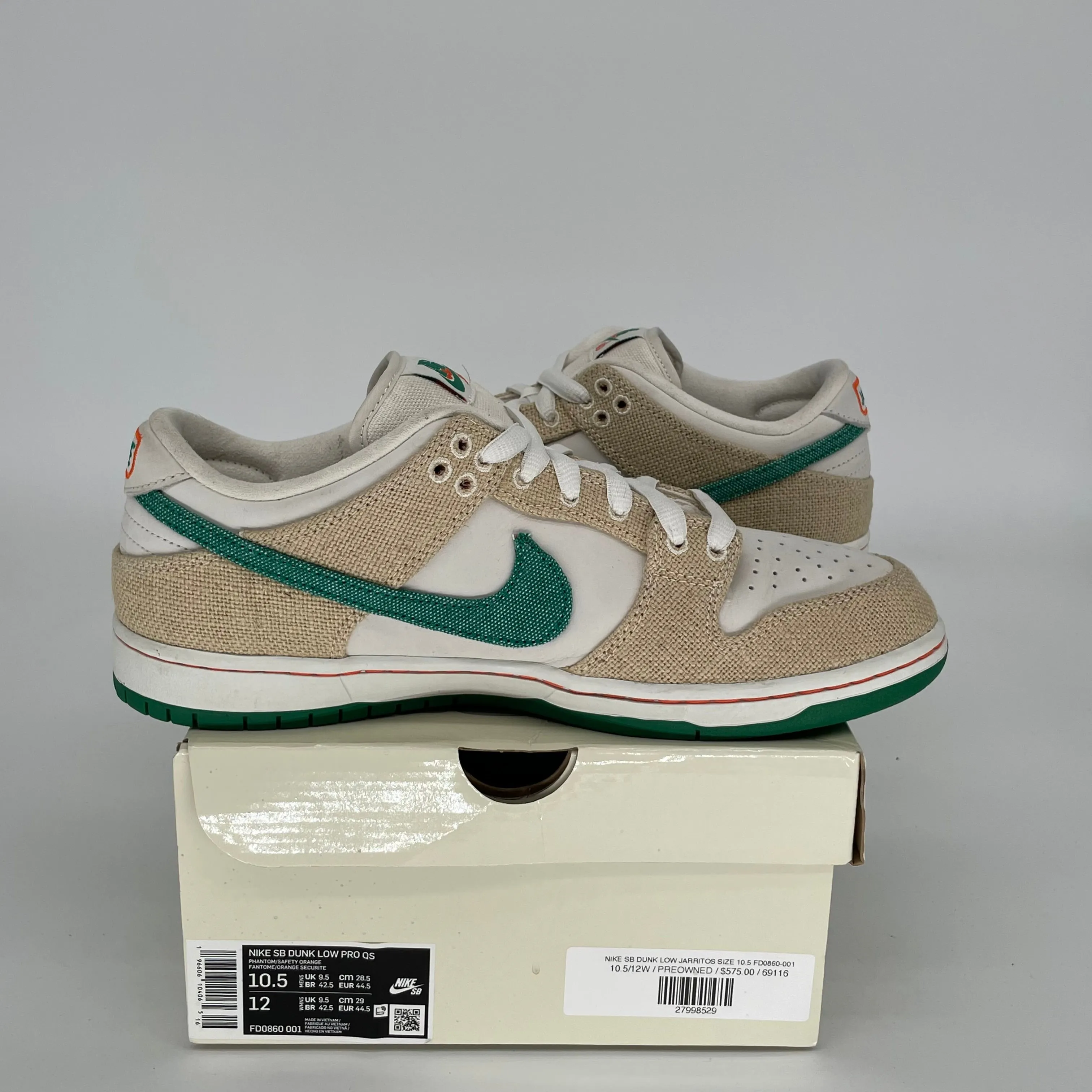NIKE SB DUNK LOW JARRITOS SIZE 10.5 FD0860-001