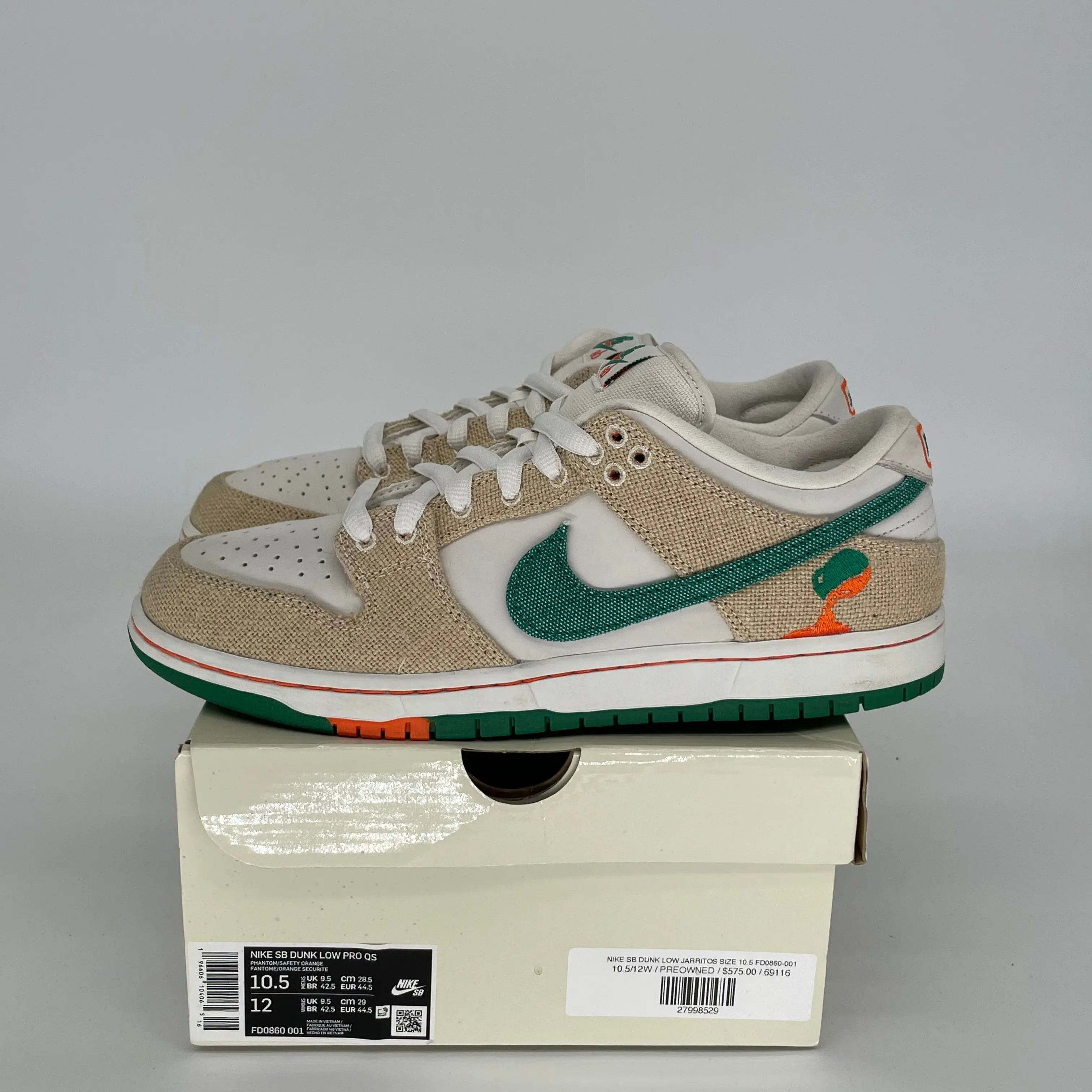 NIKE SB DUNK LOW JARRITOS SIZE 10.5 FD0860-001
