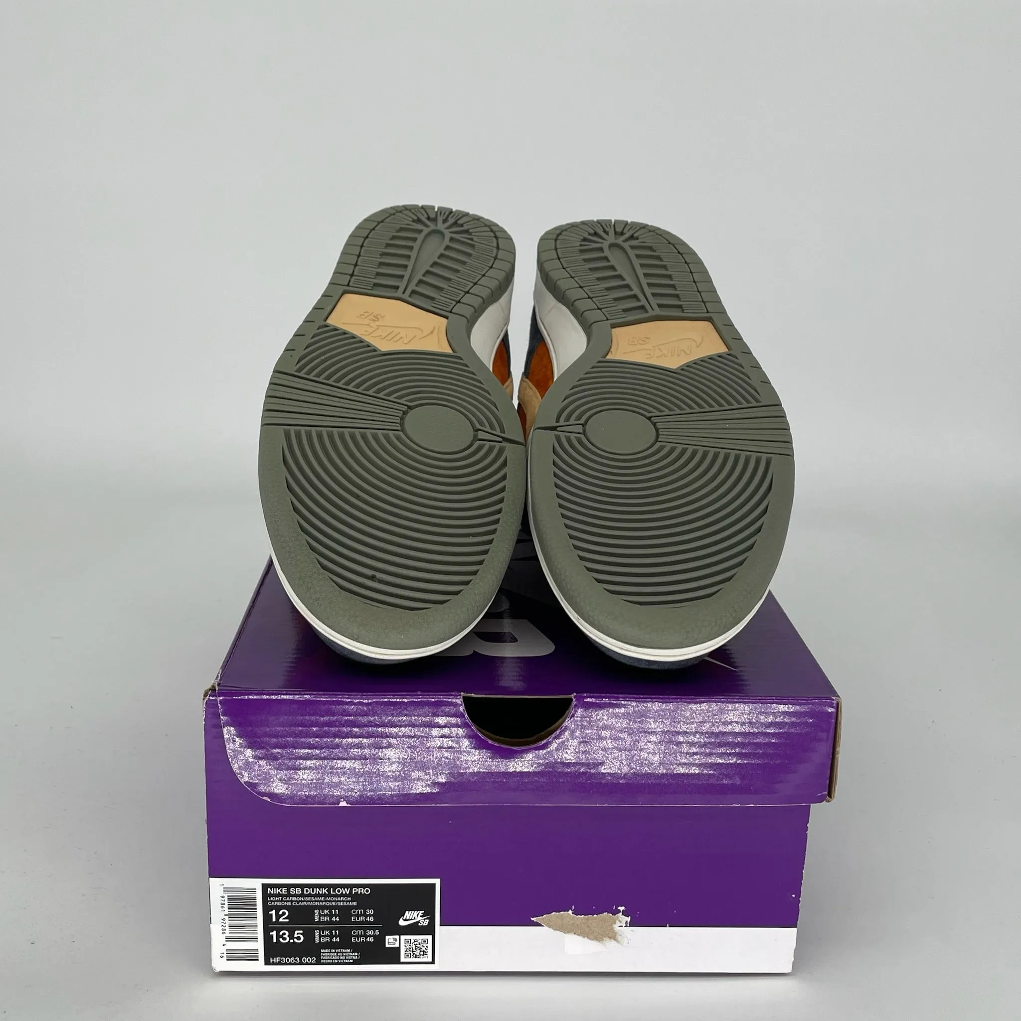 NIKE SB DUNK LOW LIGHT CARBON MONARCH SIZE 12 HF3063-002