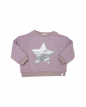 oh baby! Silver Star Applique Boxy Sweatshirt ruffle tops girls, long sleeve tees girls