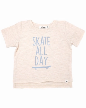 oh baby! Skate All Day Print Raw Edge T-Shirt ruffle tops girls, long sleeve tees girls