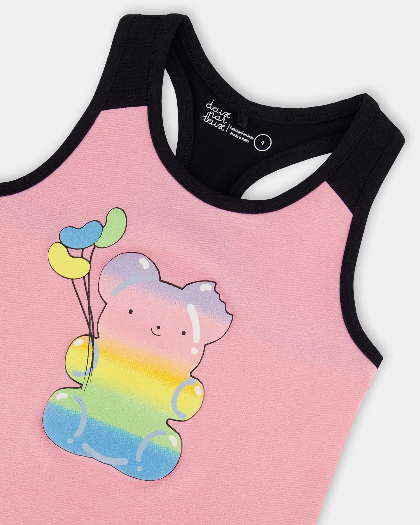 Organic Cotton Racerback Tank Top Candy Pink And Black Girls Tunic Top