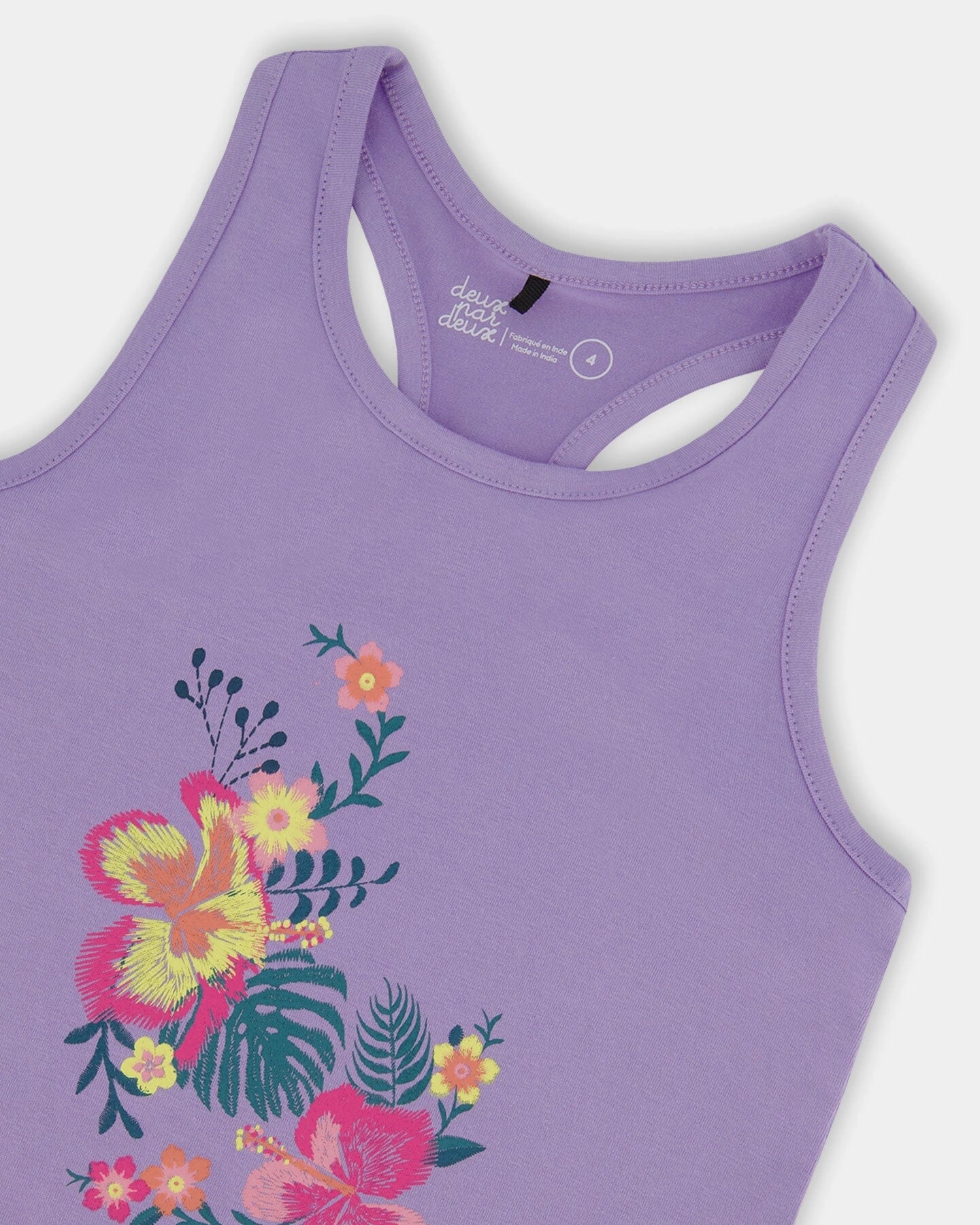 Organic Cotton Racerback Tank Top Floral Mauve Girls Tunic Top