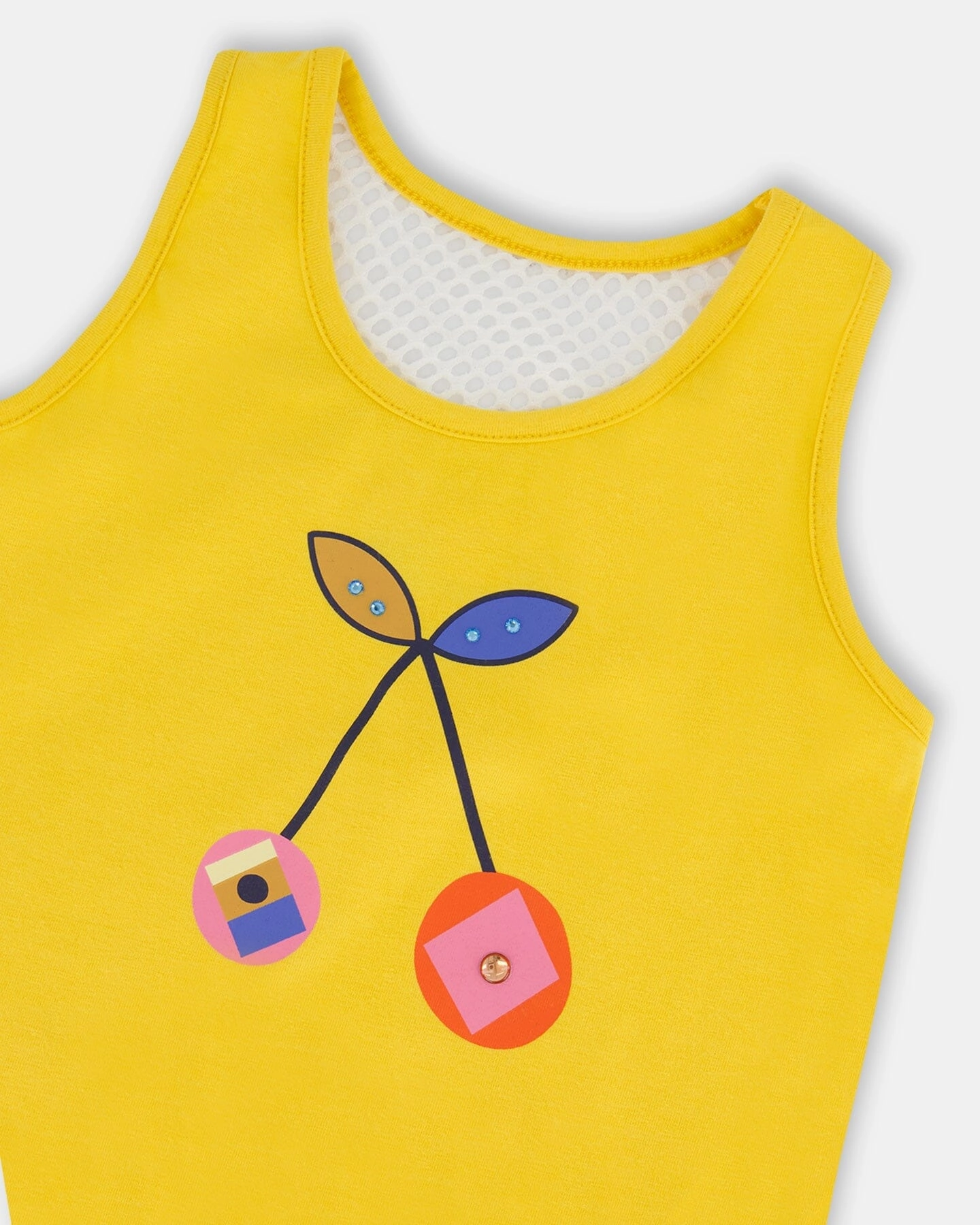 Organic Cotton Tank Top Yellow And Cherries Girls Tunic Top